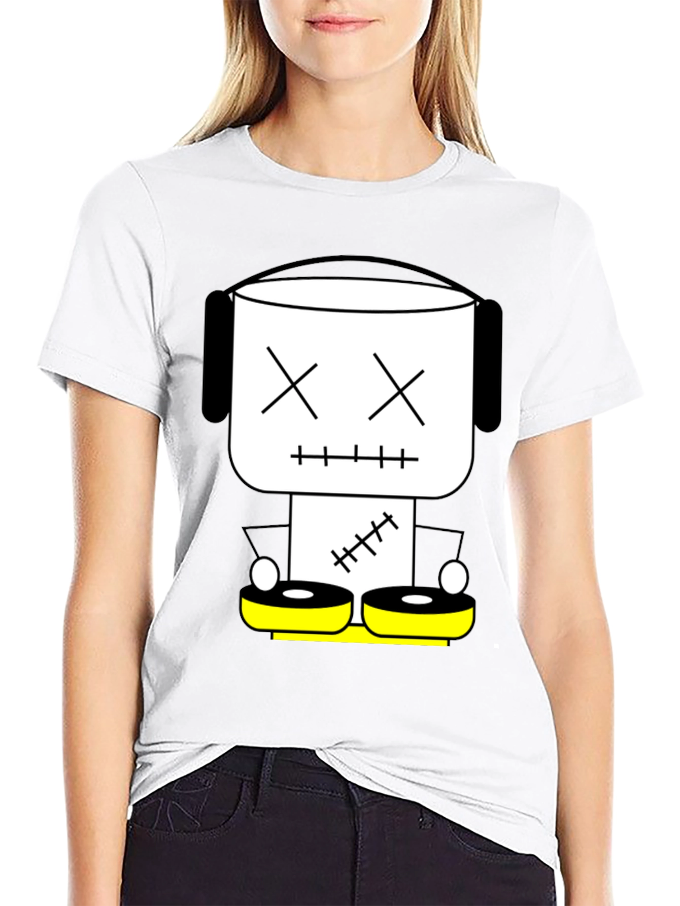 DJ Robot Graphic Tee - Black Cotton T-Shirt