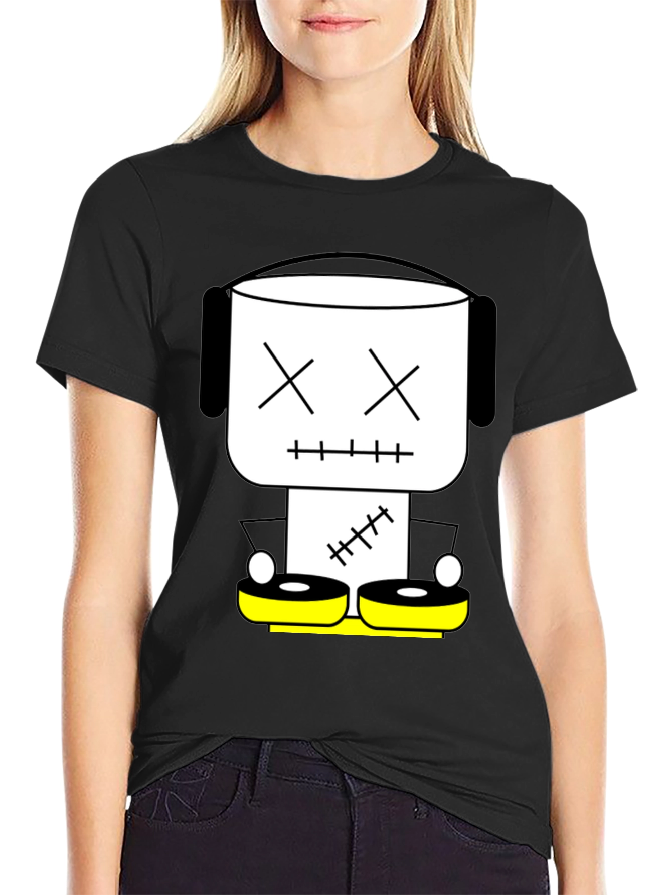 DJ Robot Graphic Tee - Black Cotton T-Shirt