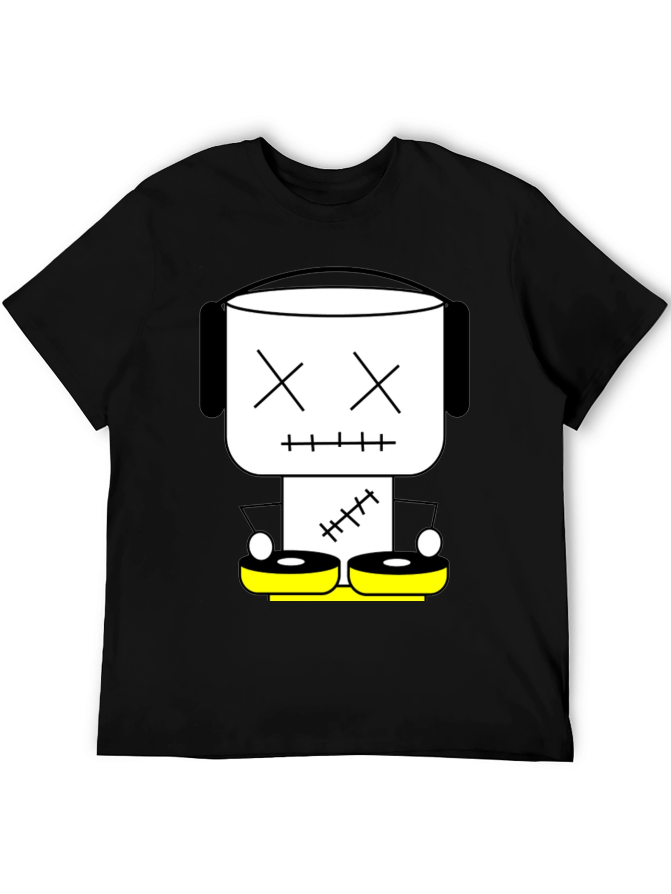 DJ Robot Graphic Tee - Black Cotton T-Shirt