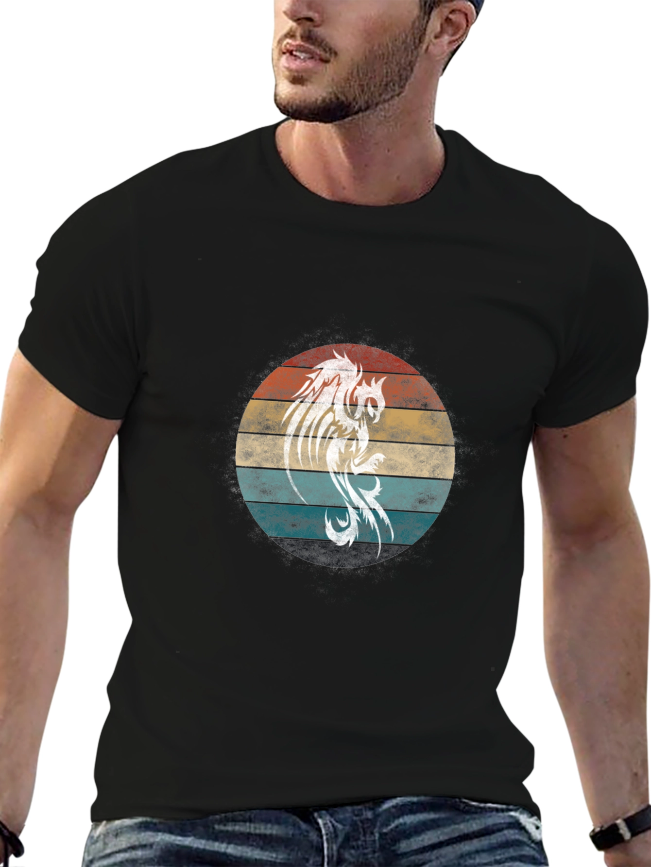 Retro Phoenix Graphic Tee - Black