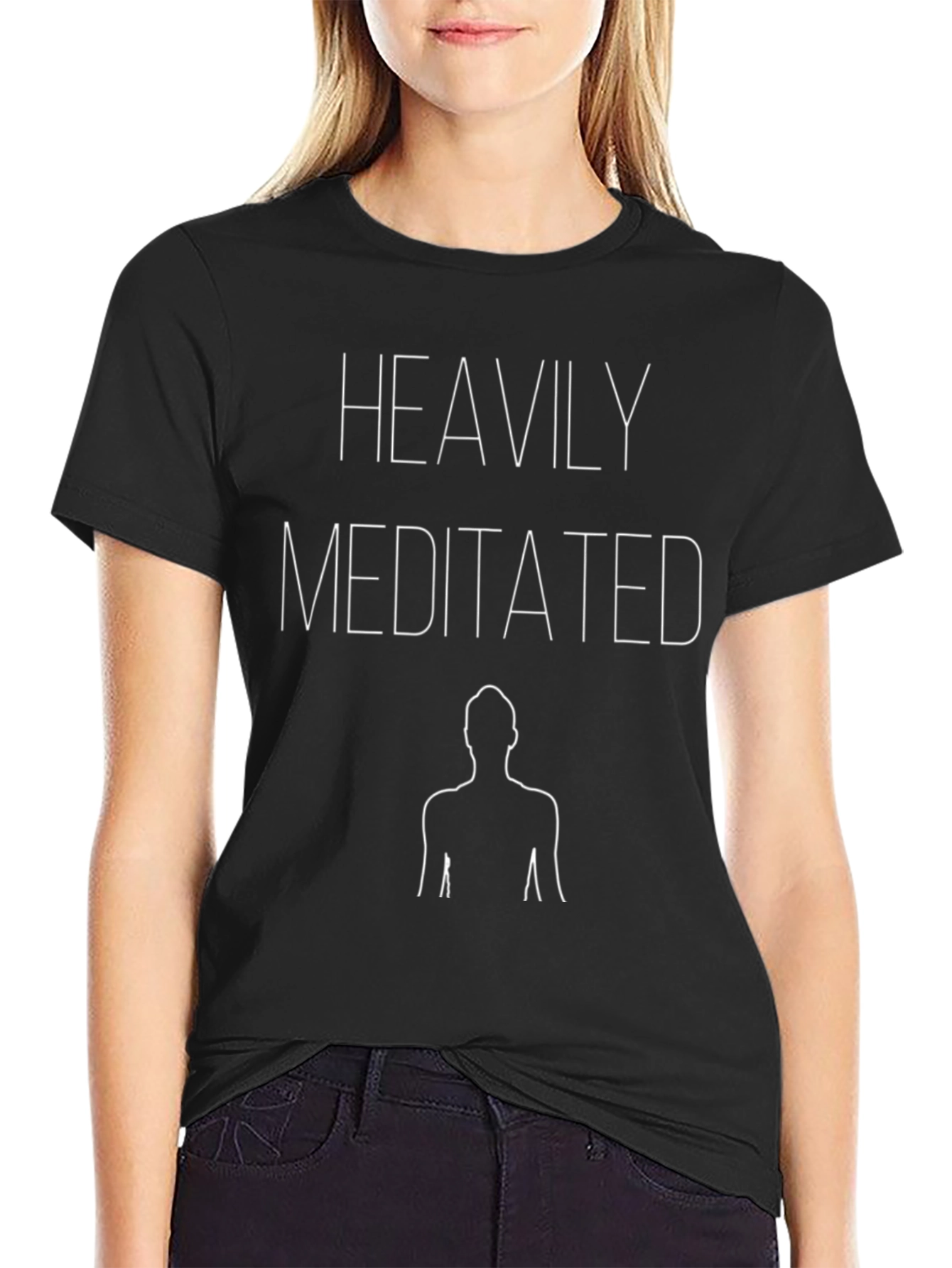 Heavily Meditated Graphic Tee - Relaxed Fit Black T-Shirt