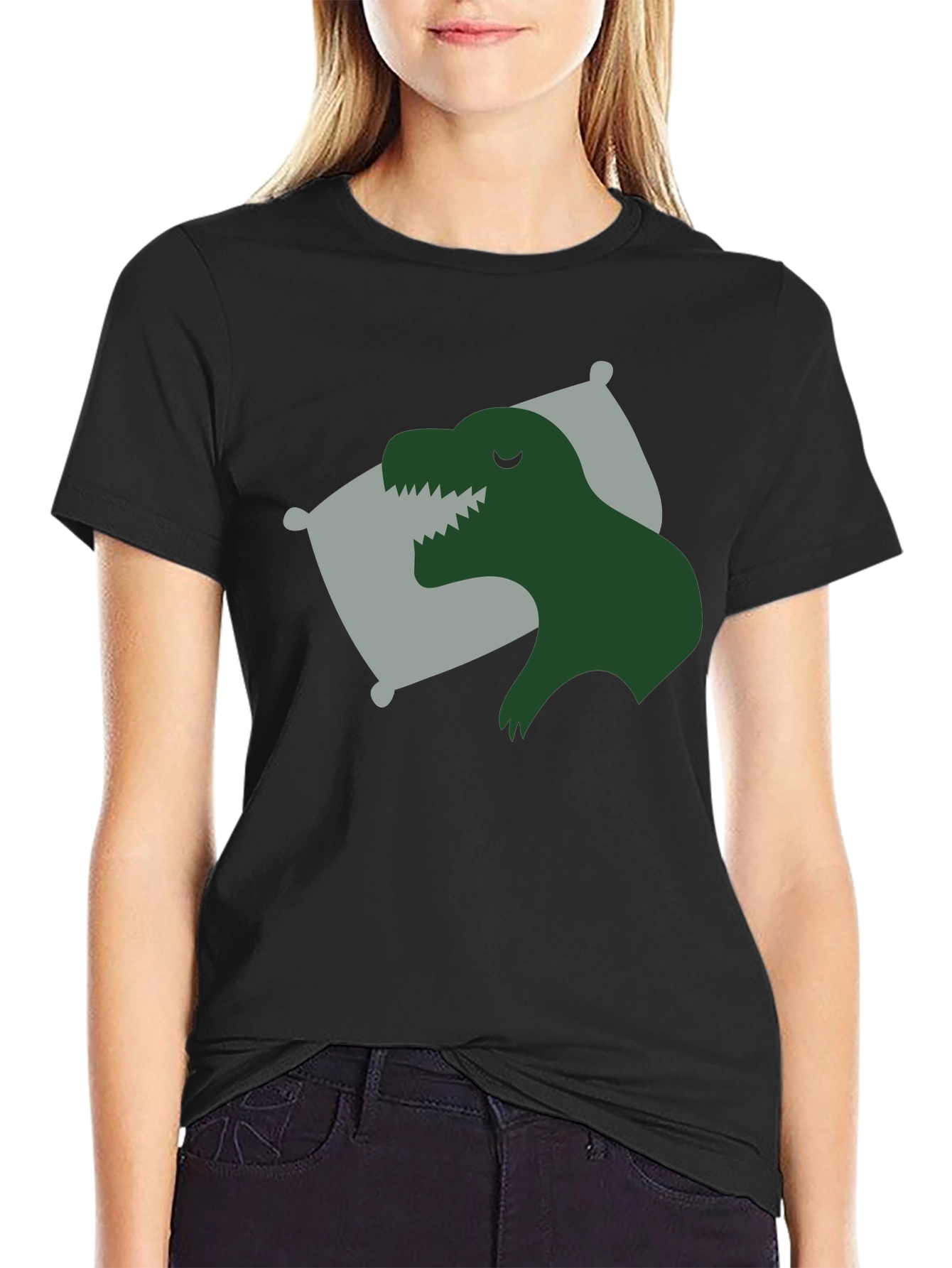 Sleeping Dino T-Shirt - Black Relaxed Fit