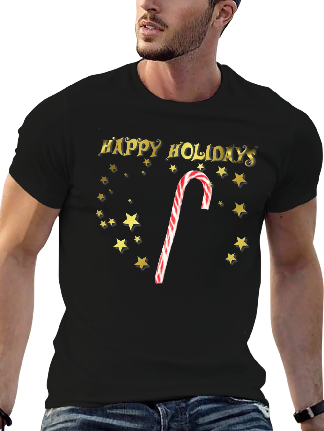 Happy Holidays Candy Cane Star T-Shirt