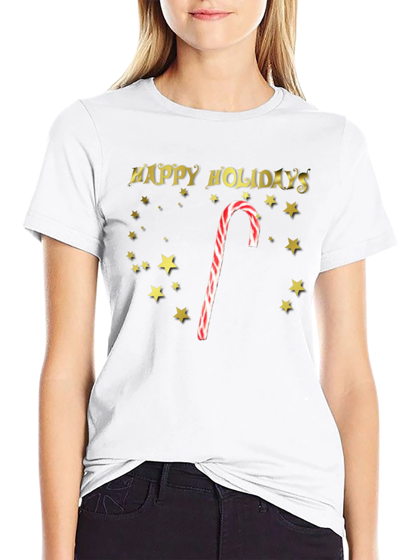 Happy Holidays Candy Cane Star T-Shirt