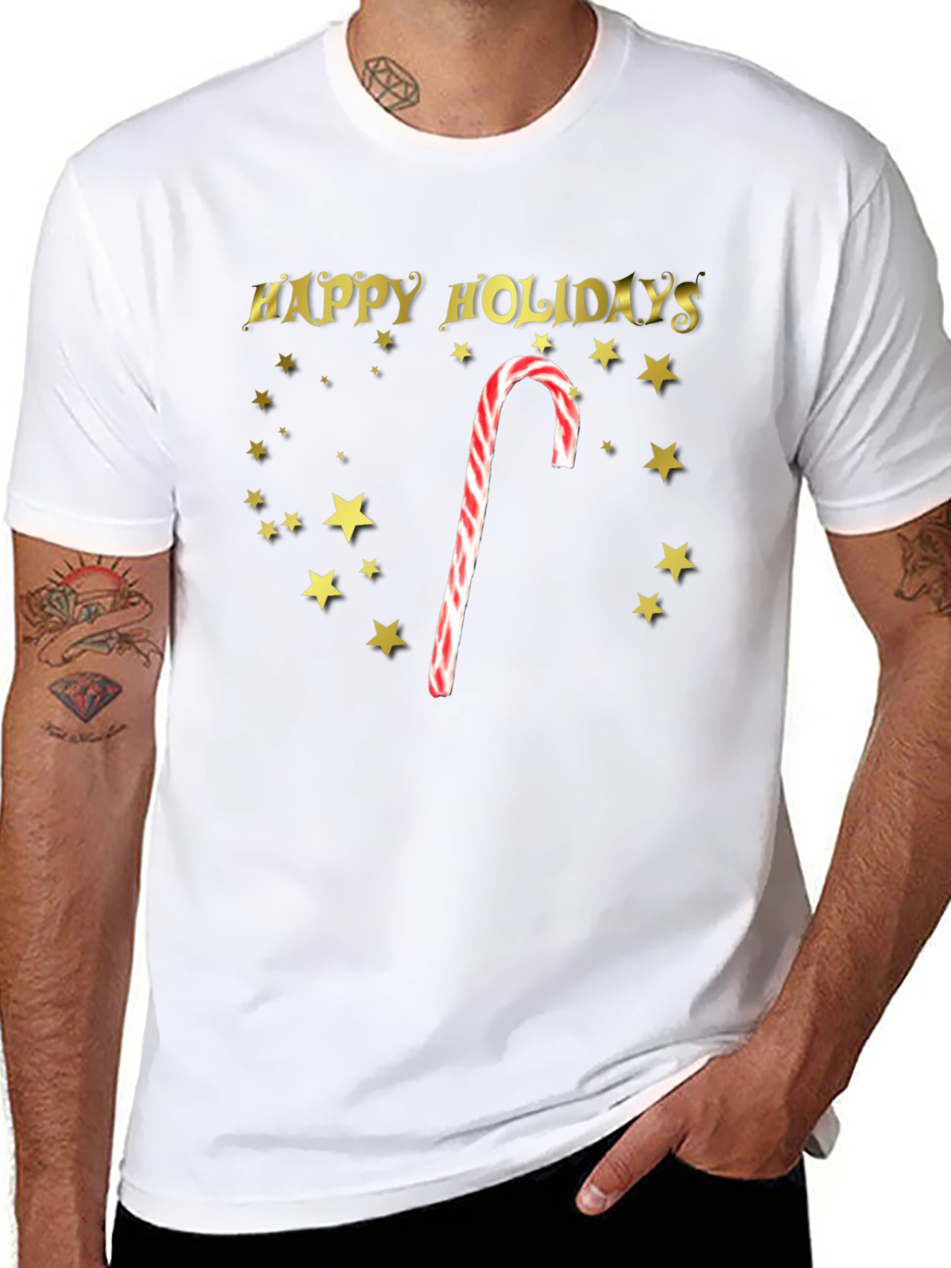 Happy Holidays Candy Cane Star T-Shirt