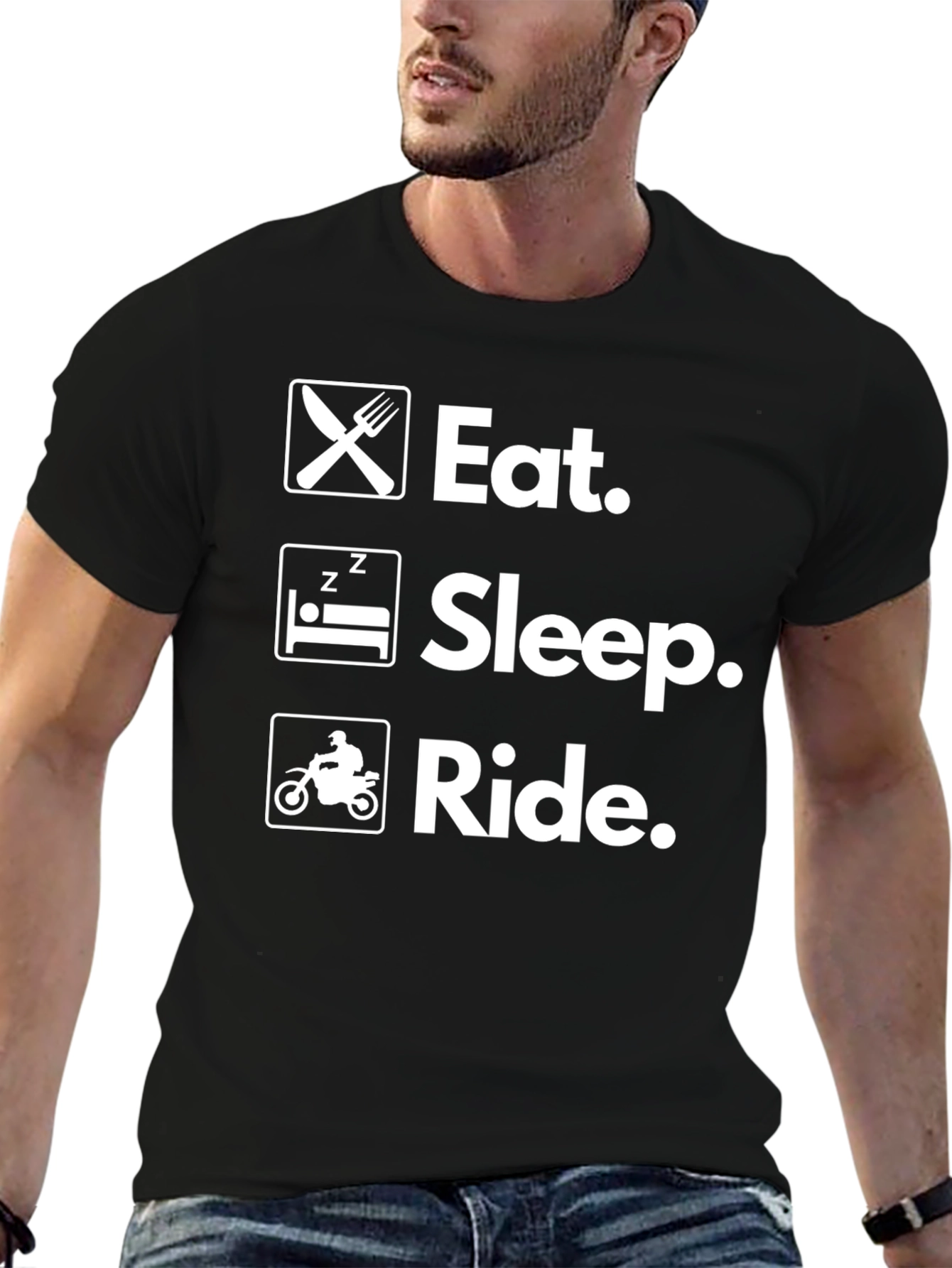 Eat Sleep Ride Black Graphic Tee