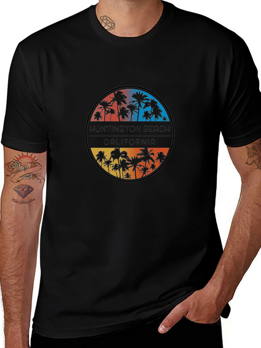 Huntington Beach California Palm Tree Graphic T-Shirt