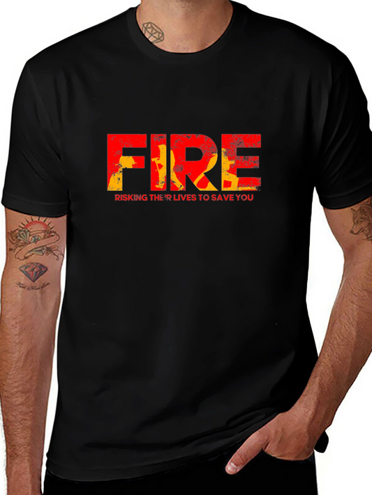 Firefighter Tribute Graphic Tee - Risking Lives to Save You