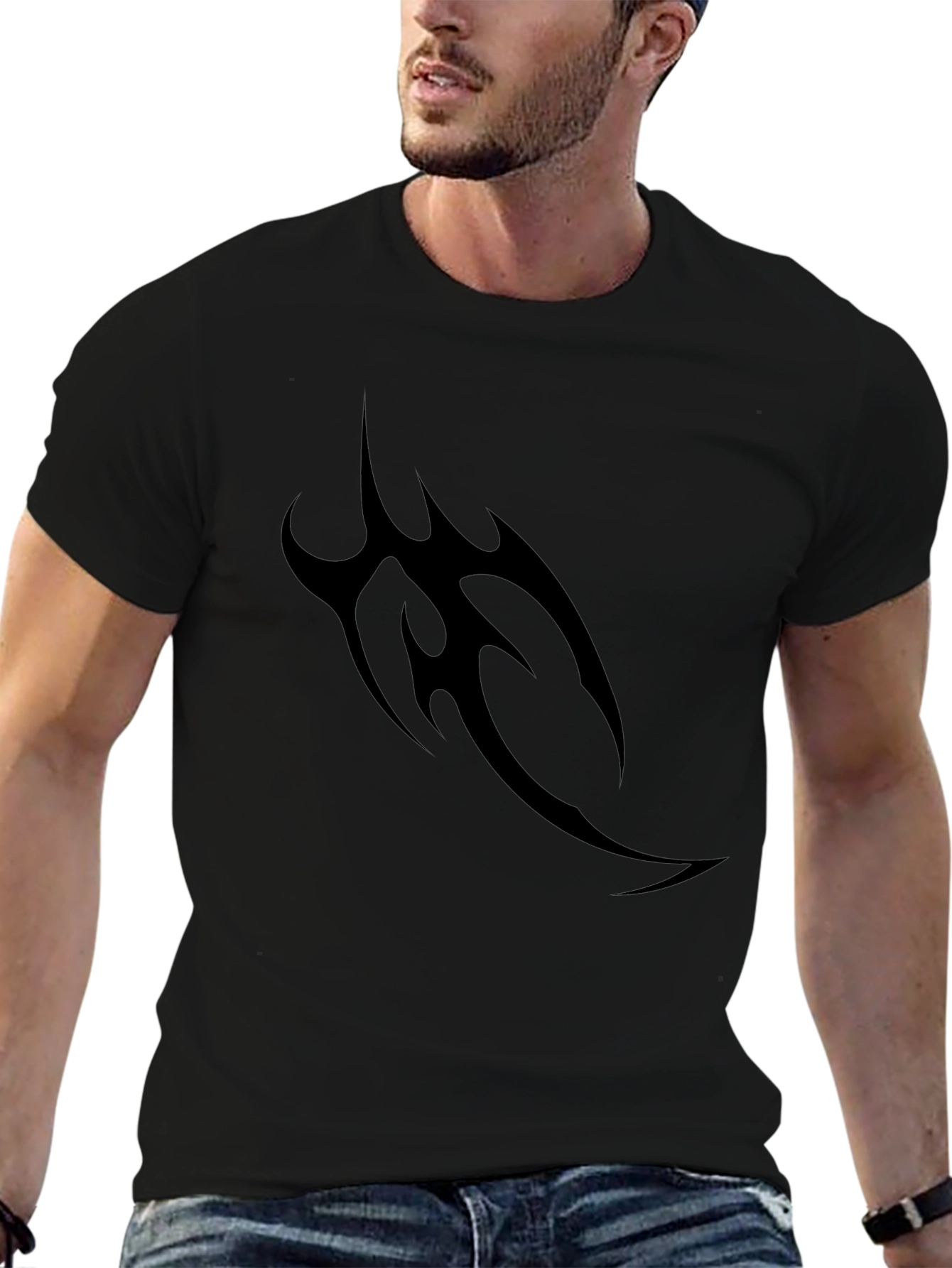 Mens Black Tribal Tattoo Graphic Tee