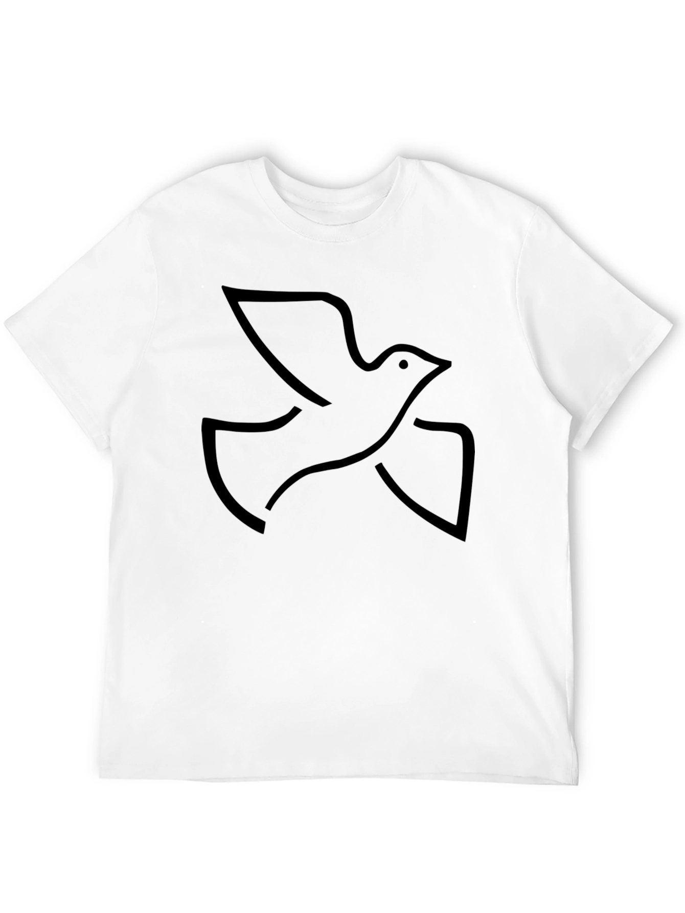 Black Graphic Tee - Minimalist Dove Design