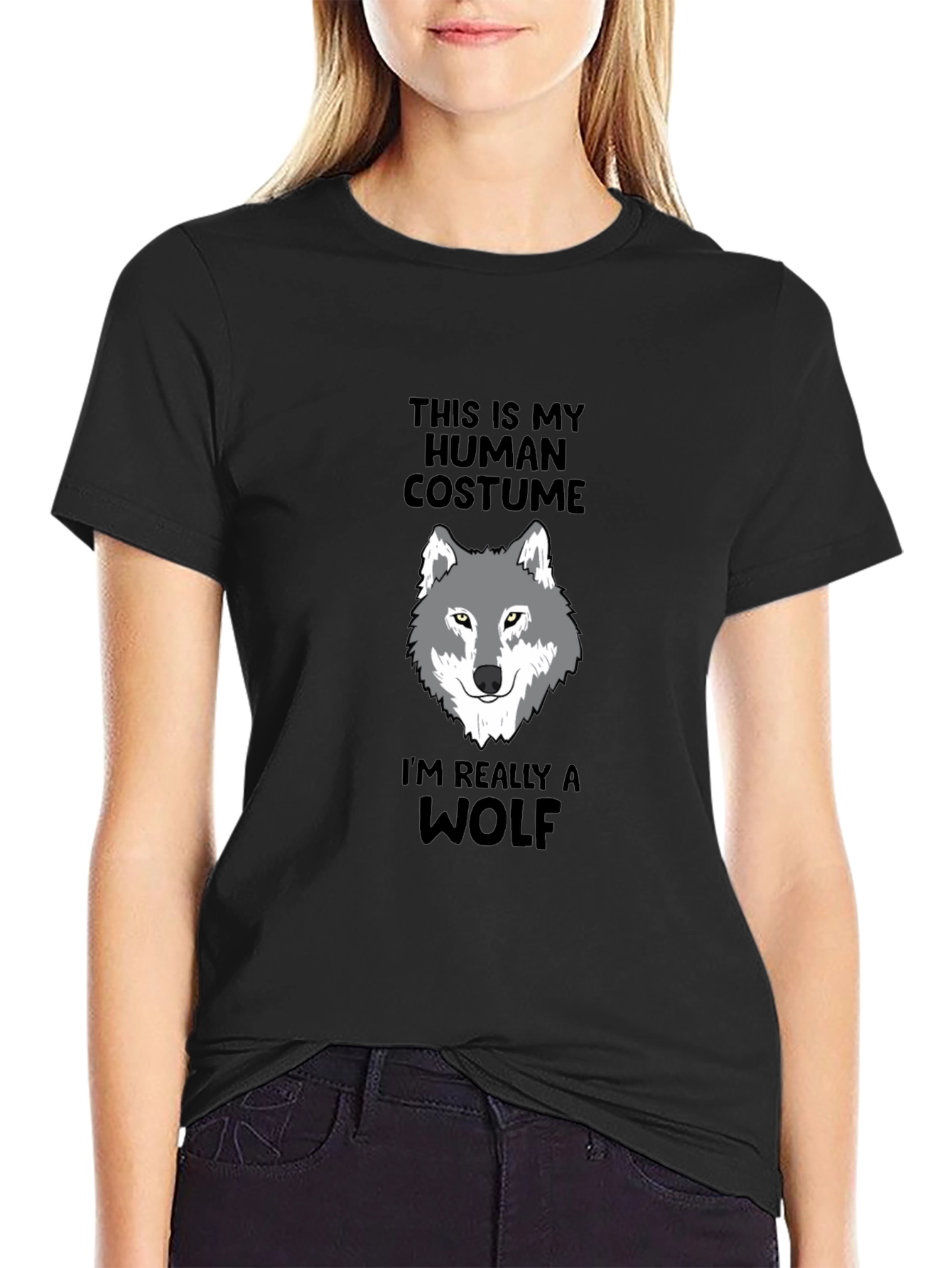 Human Costume Wolf Graphic Tee - Funny Novelty Shirt
