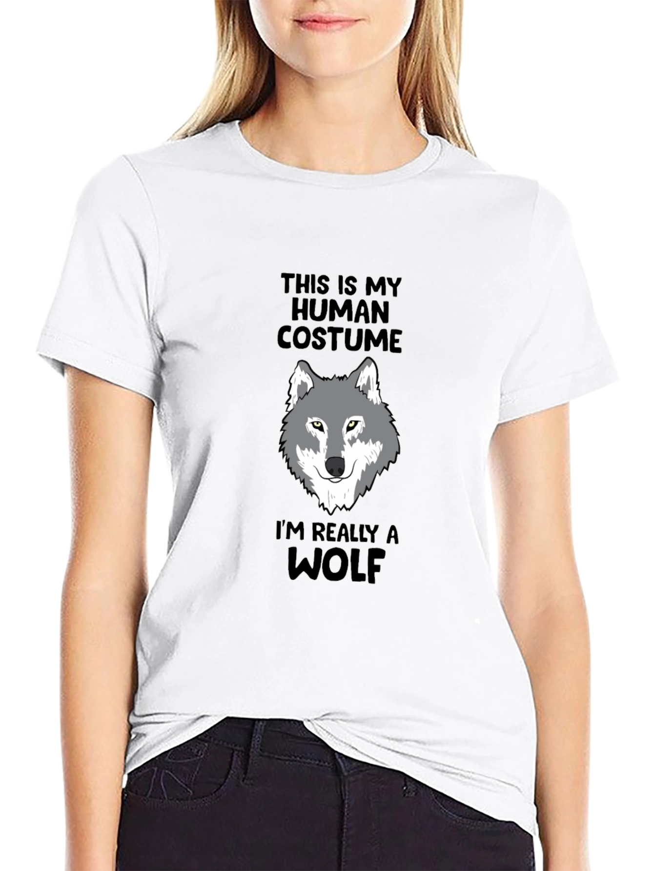 Human Costume Wolf Graphic Tee - Funny Novelty Shirt