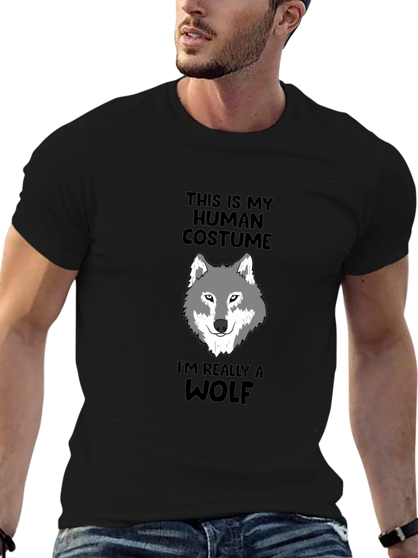Human Costume Wolf Graphic Tee - Funny Novelty Shirt