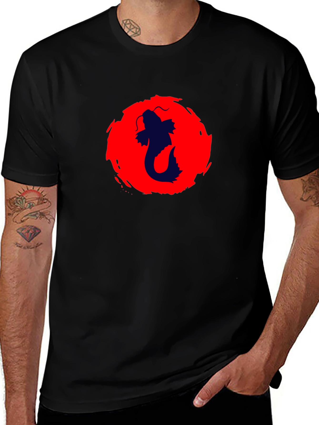 Koi Fish Graphic Black T-Shirt