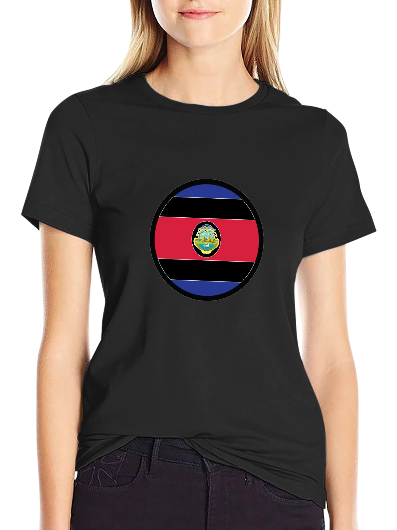 Costa Rica Flag Graphic T-Shirt - Black