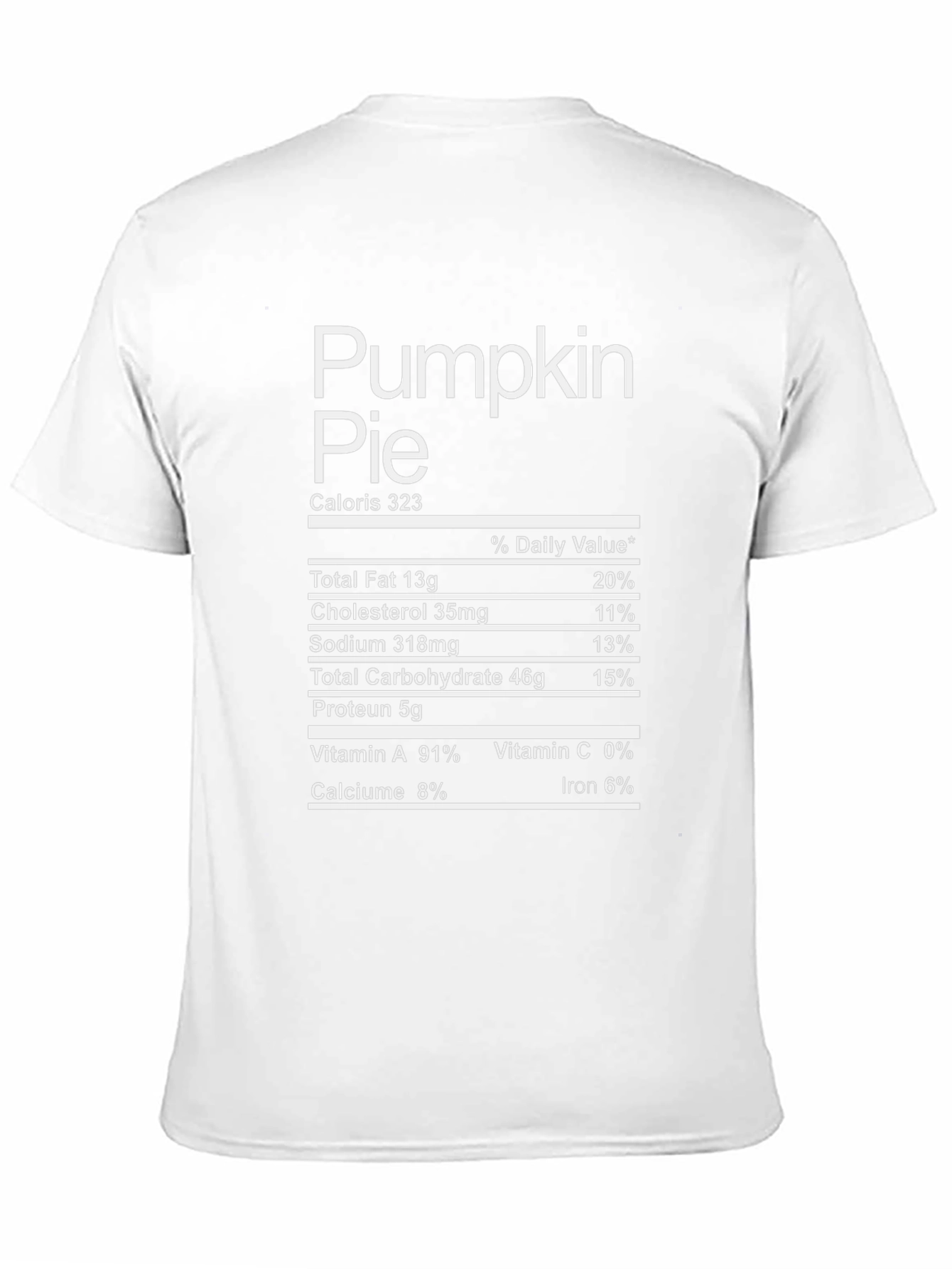 Pumpkin Pie Nutrition Facts Graphic T-Shirt