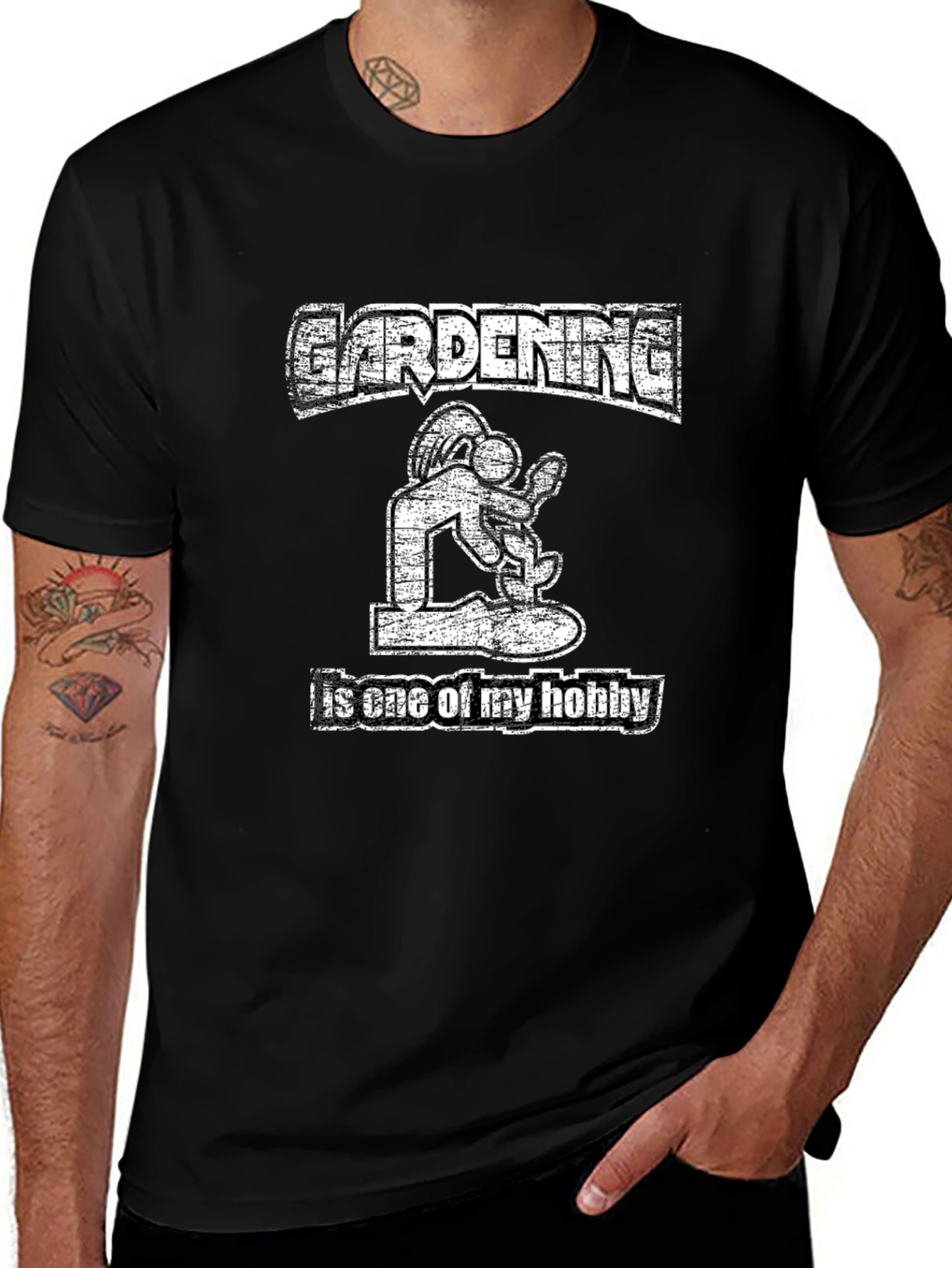 Gardening Hobby T-Shirt: Mens Black Graphic Tee