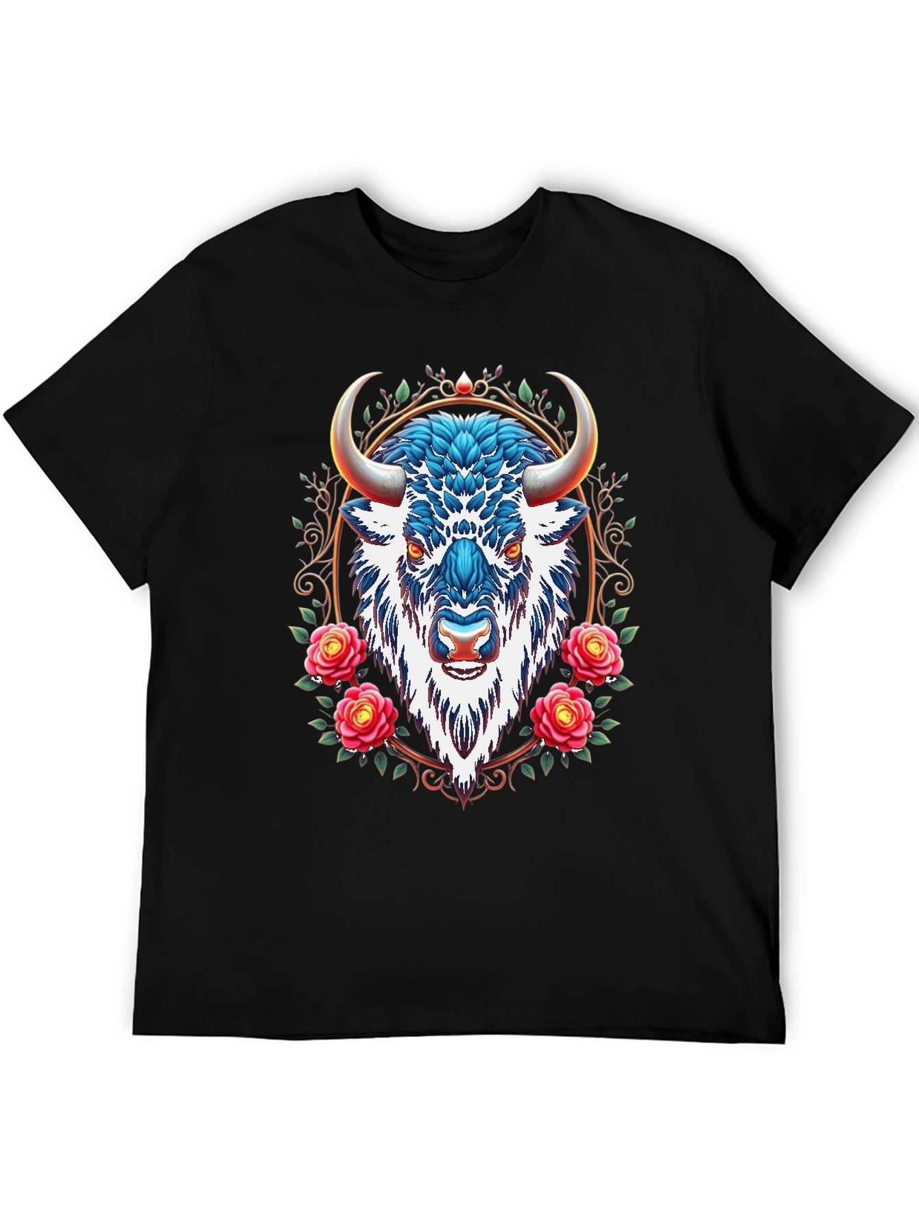 Buffalo Rose Graphic Tee - Cool Animal Design
