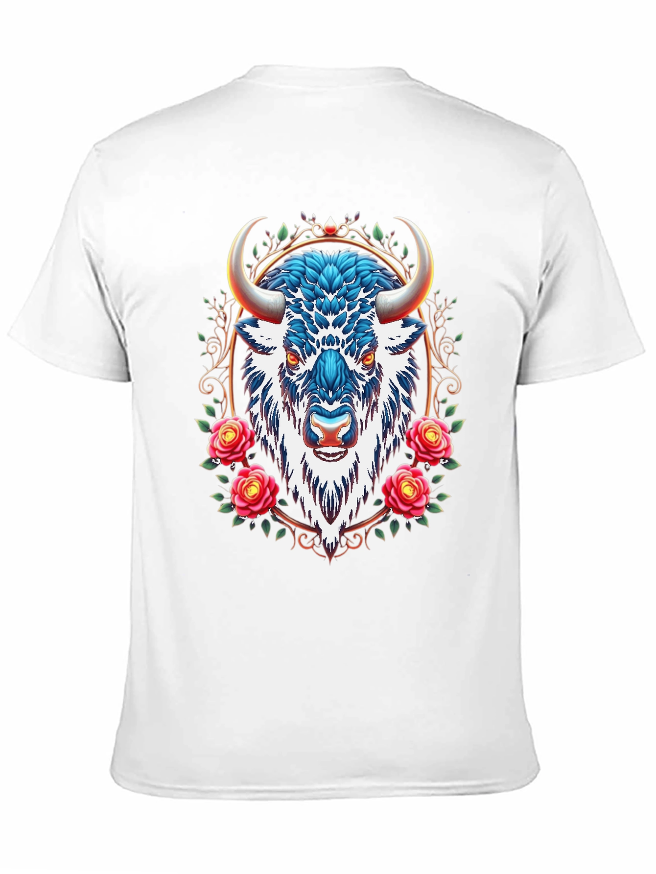 Buffalo Rose Graphic Tee - Cool Animal Design