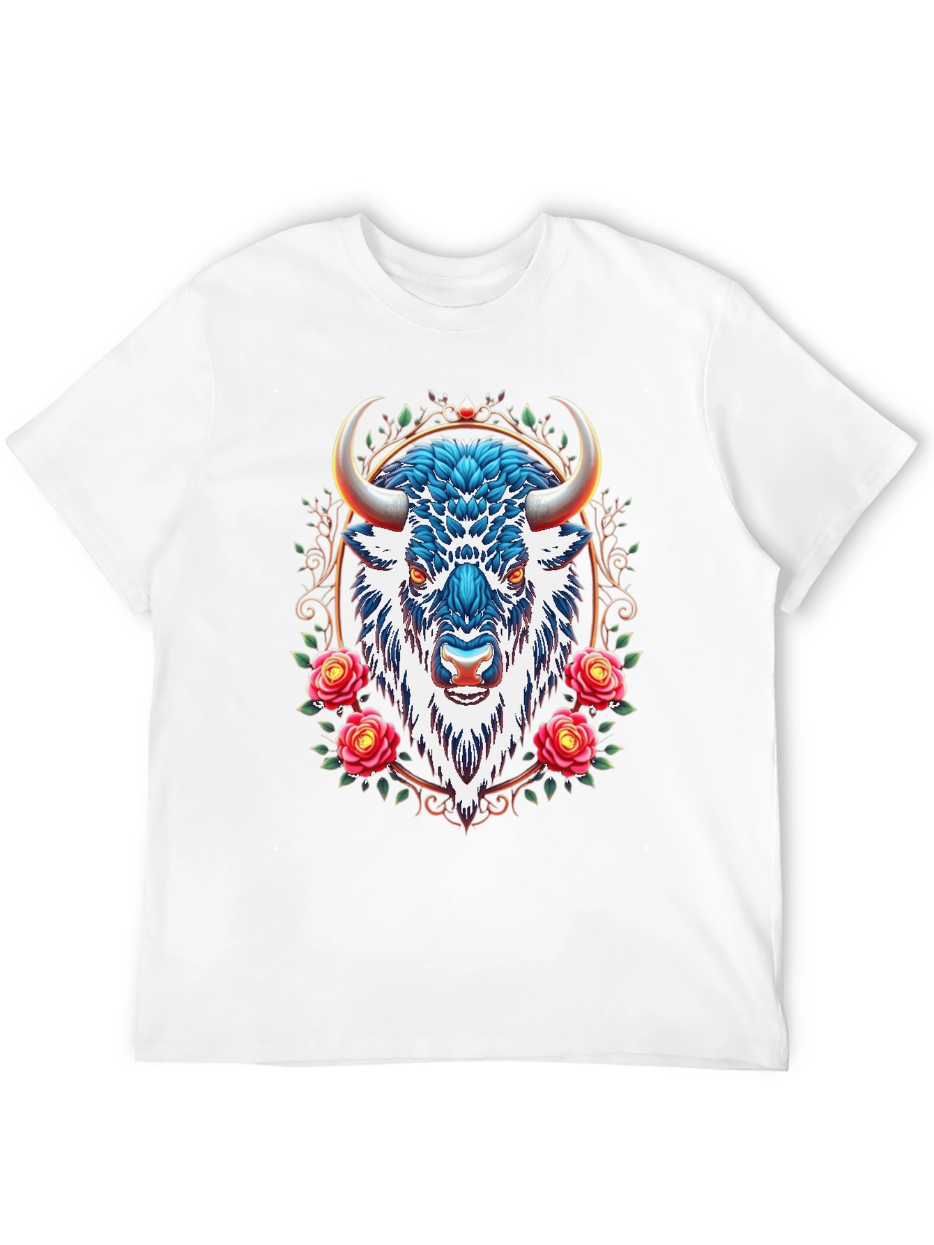 Buffalo Rose Graphic Tee - Cool Animal Design