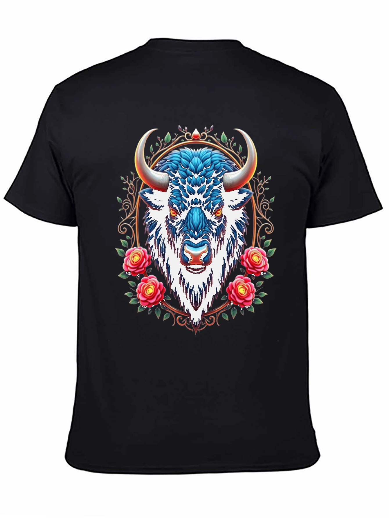 Buffalo Rose Graphic Tee - Cool Animal Design