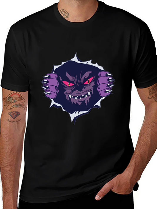 Monster Graphic Print Black T-Shirt