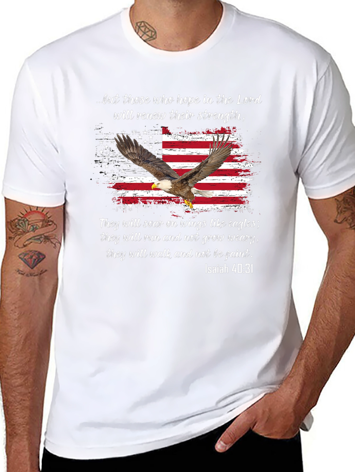 American Flag Eagle Isaiah 40:31 T-Shirt