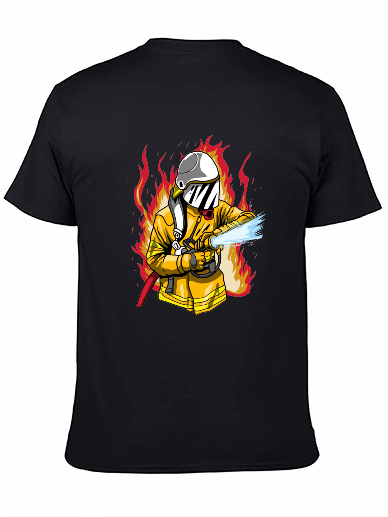 Firefighter Graphic Print Black T-Shirt