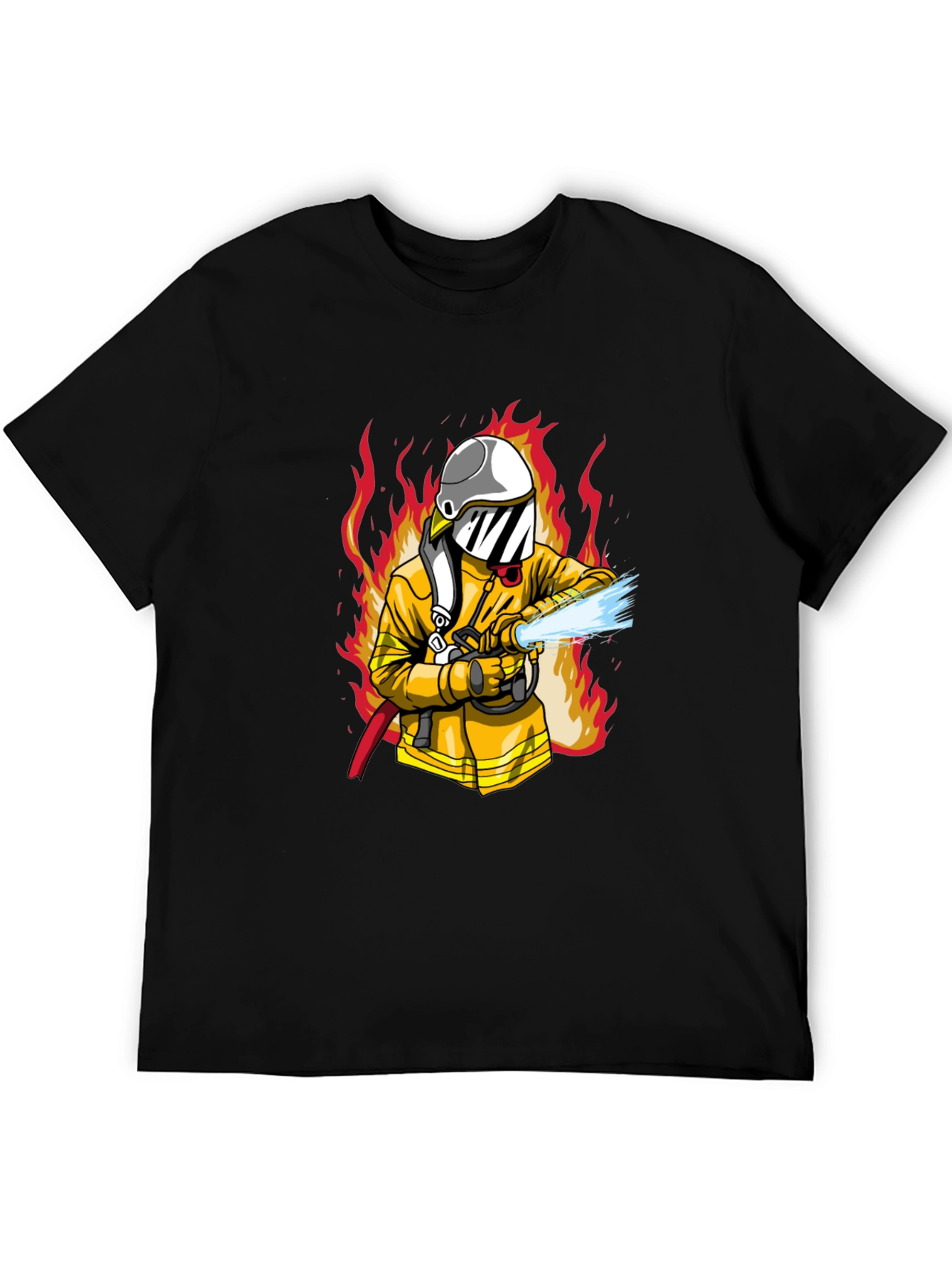 Firefighter Graphic Print Black T-Shirt