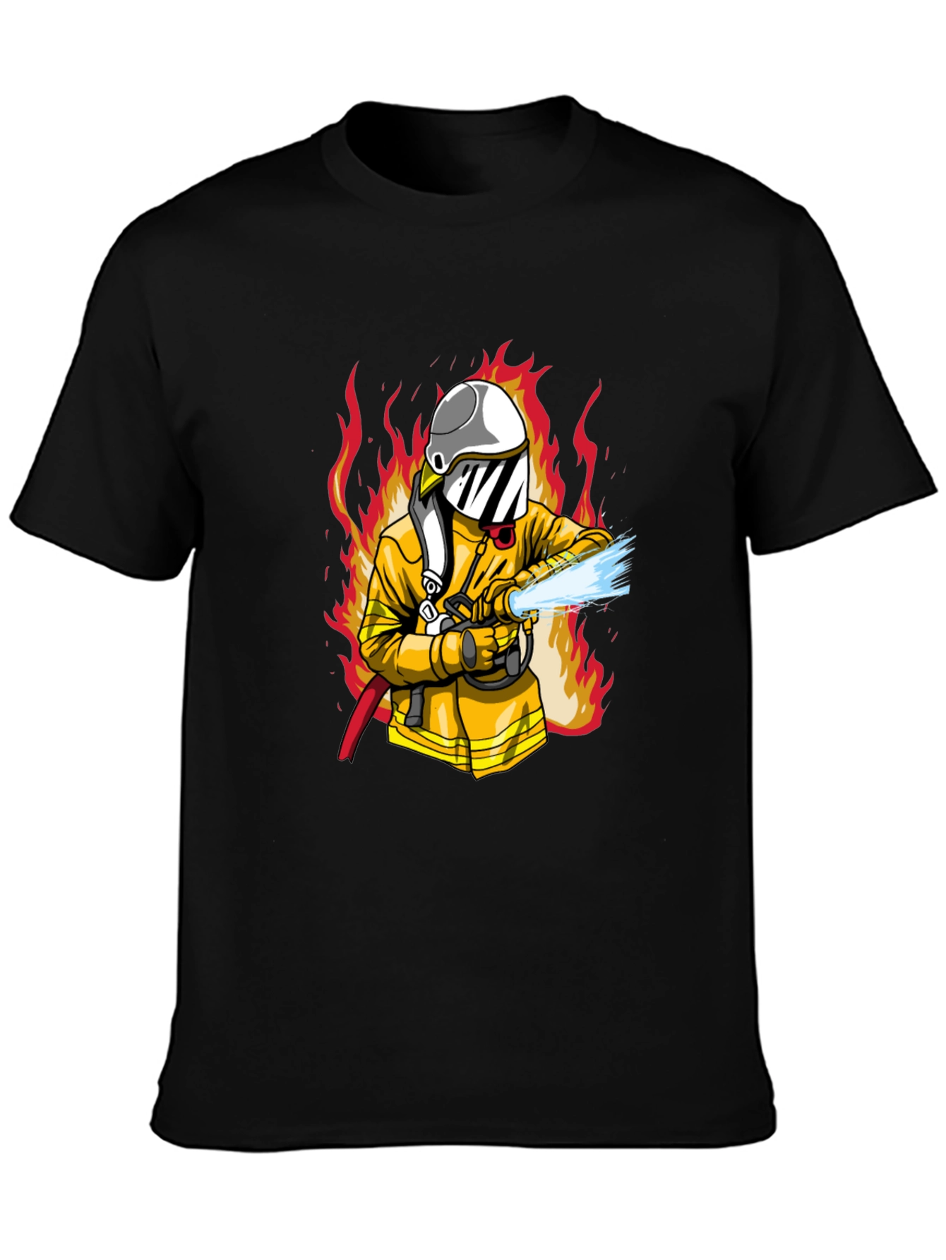Firefighter Graphic Print Black T-Shirt