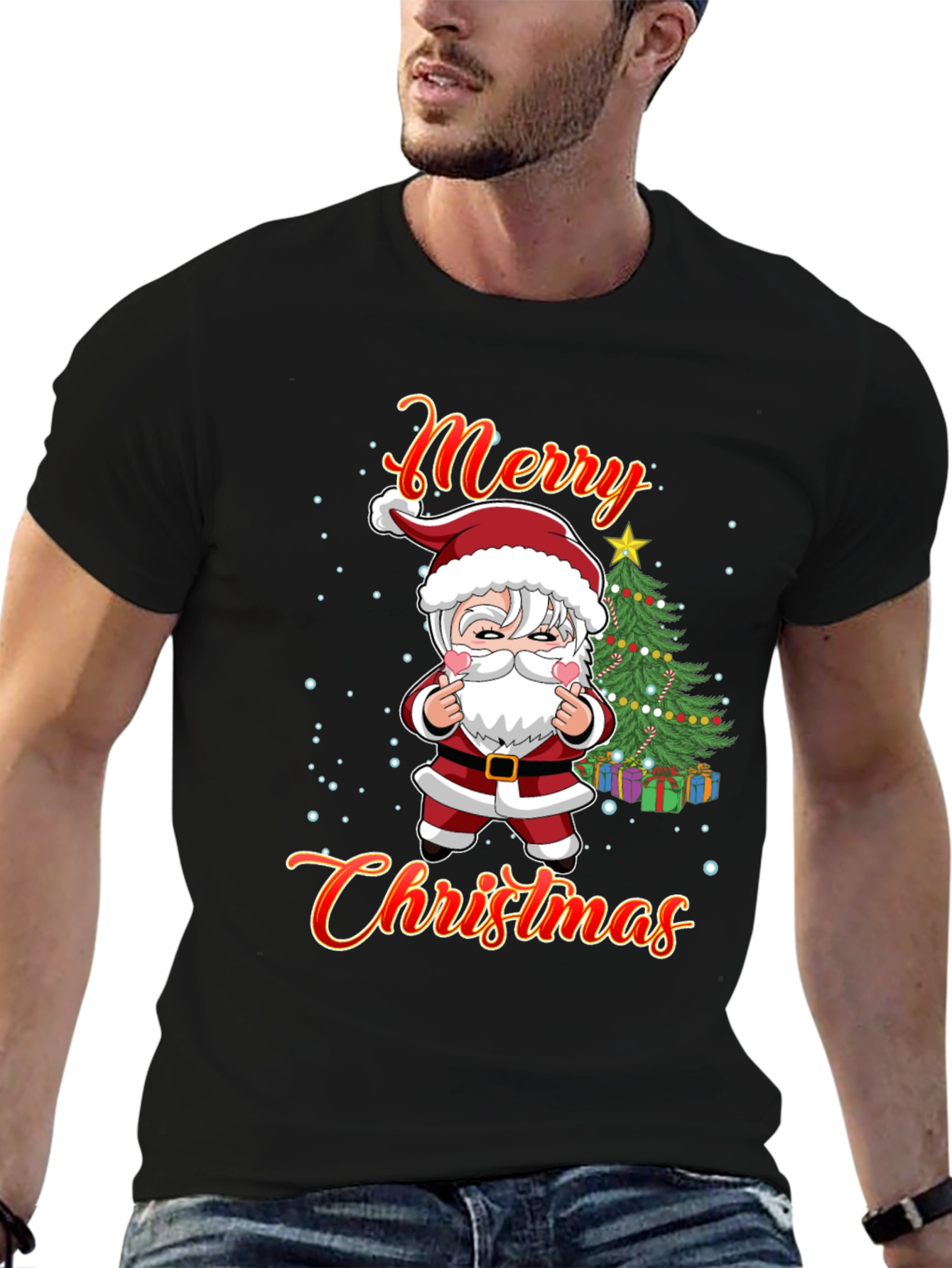 Merry Christmas Graphic Tee - Santa Design