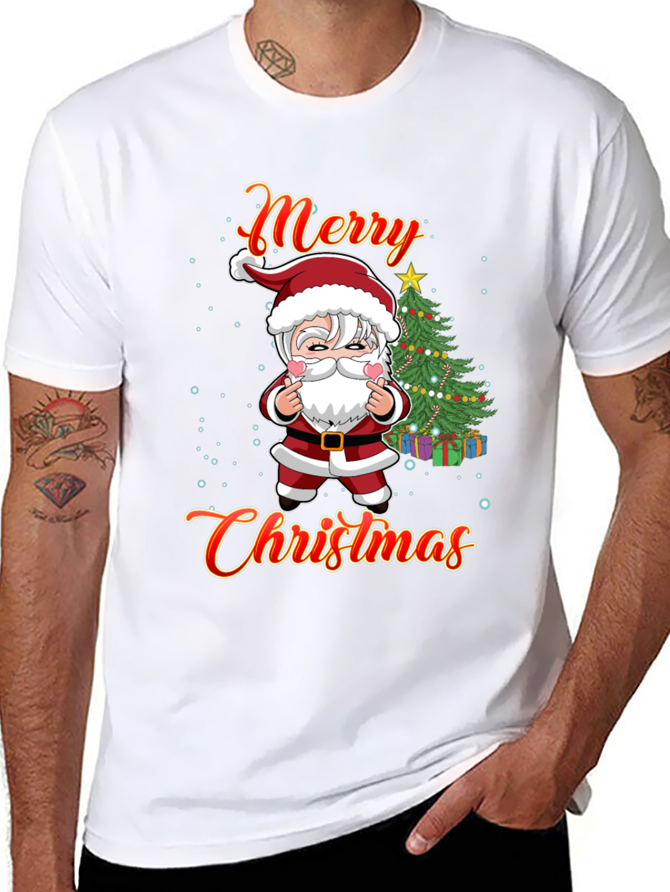 Merry Christmas Graphic Tee - Santa Design