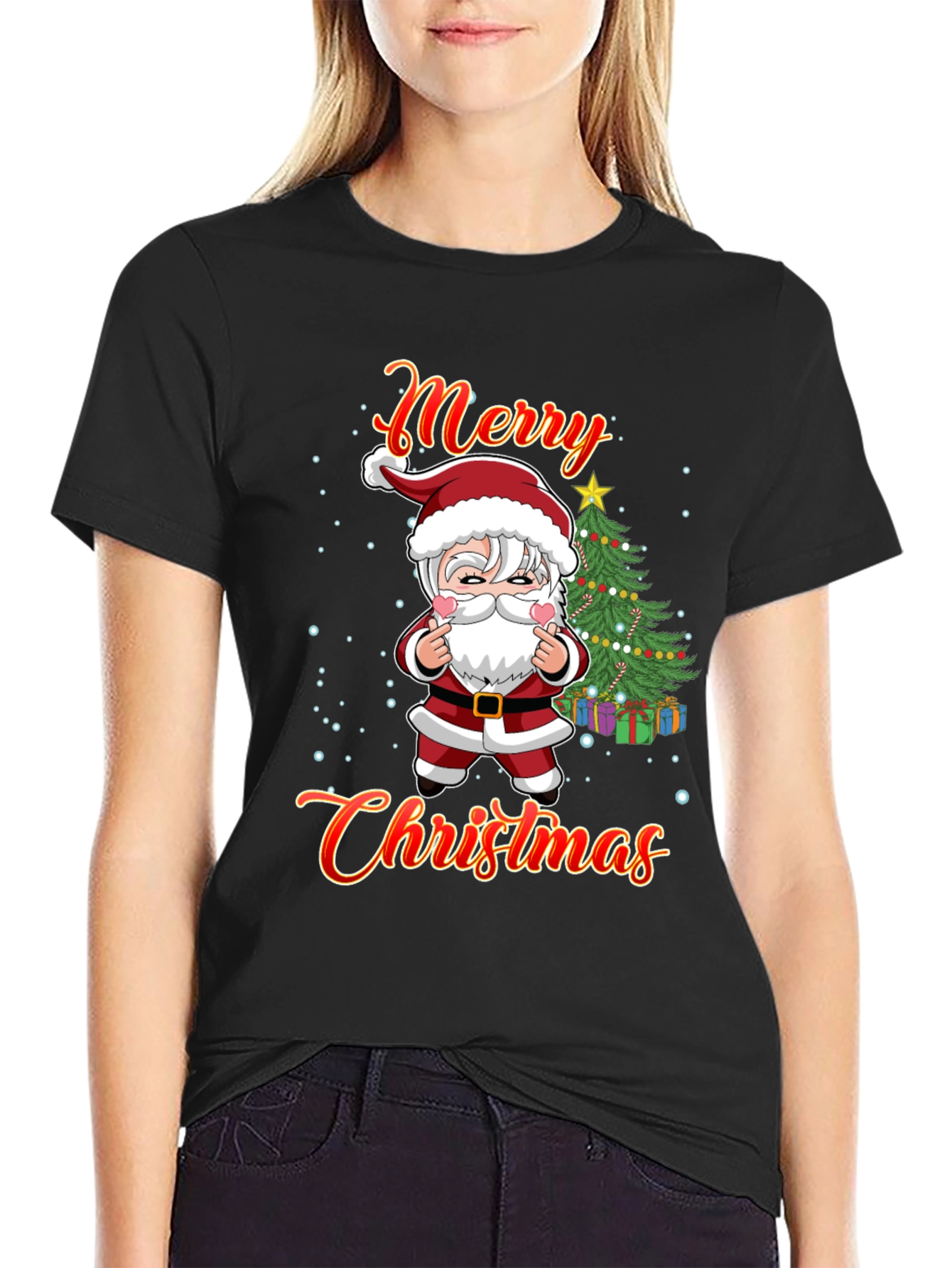 Merry Christmas Graphic Tee - Santa Design
