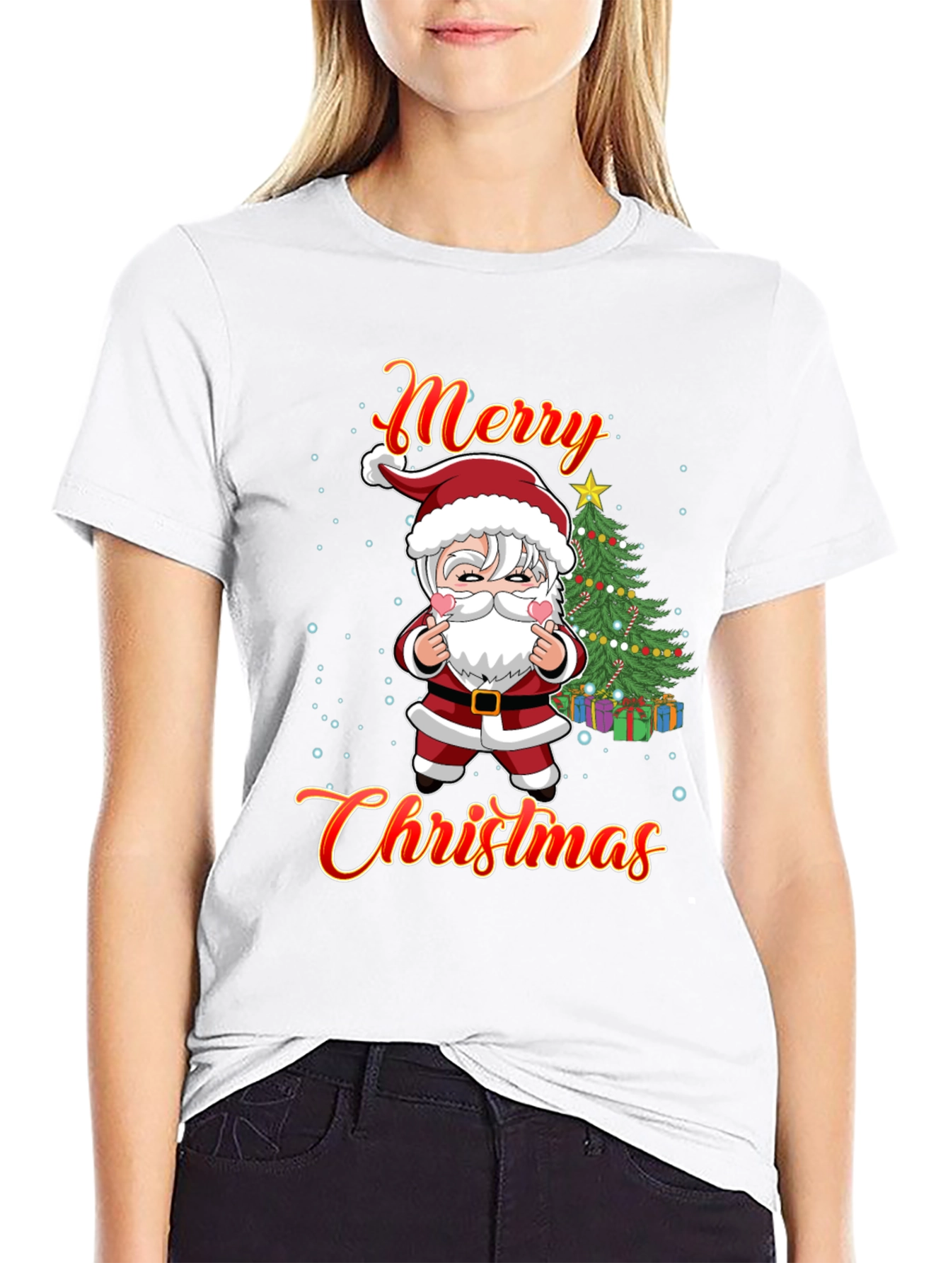 Merry Christmas Graphic Tee - Santa Design