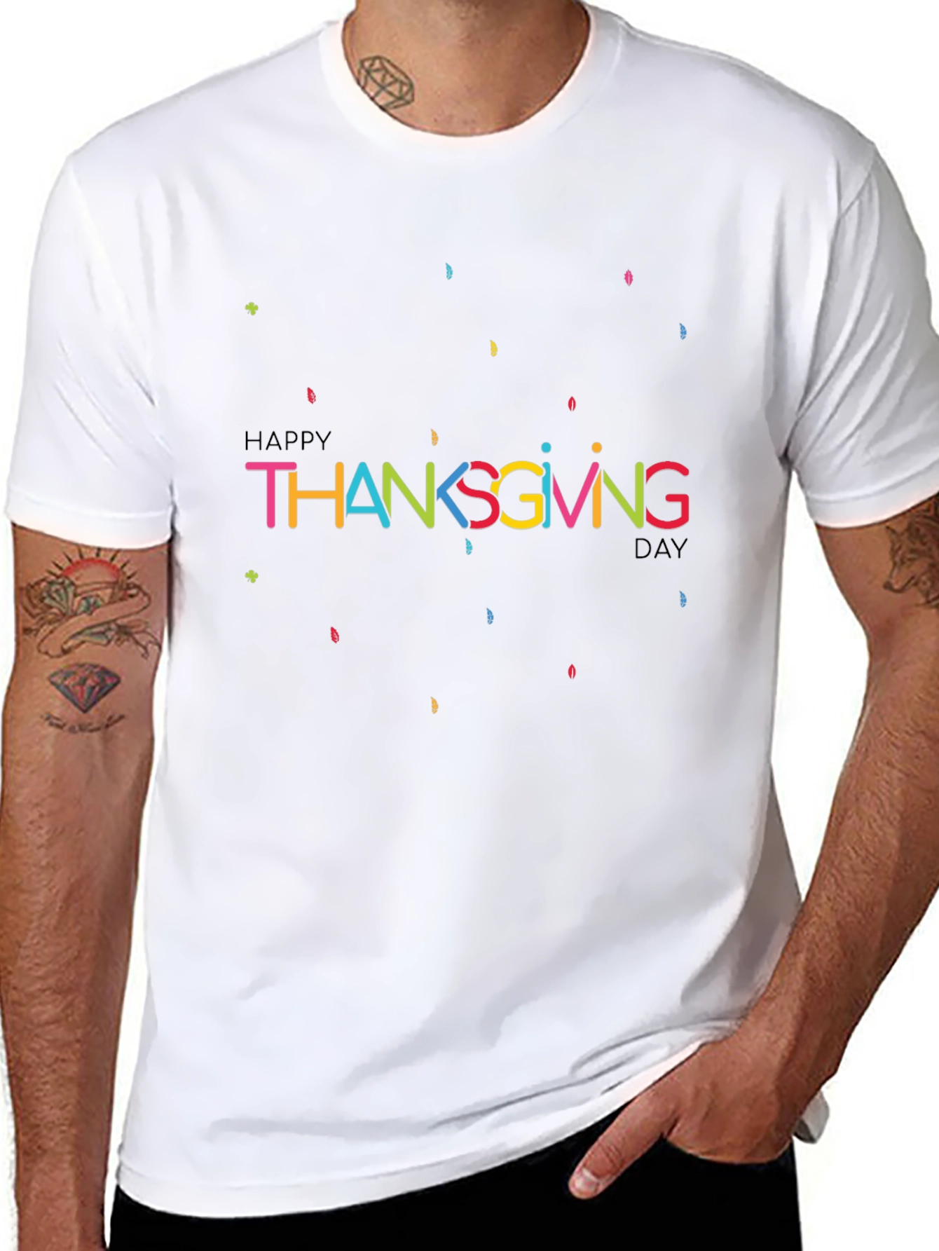 Happy Thanksgiving Day Graphic Tee - Black