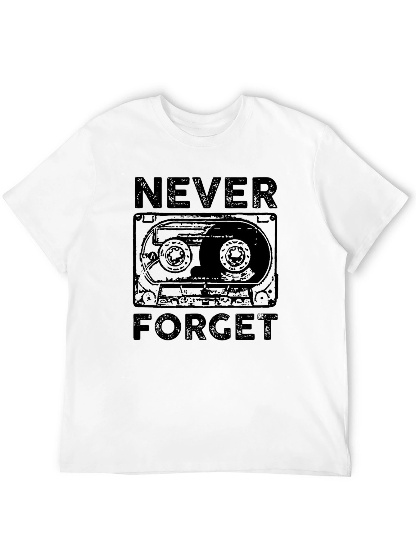Retro Cassette Tape Never Forget Black T-Shirt