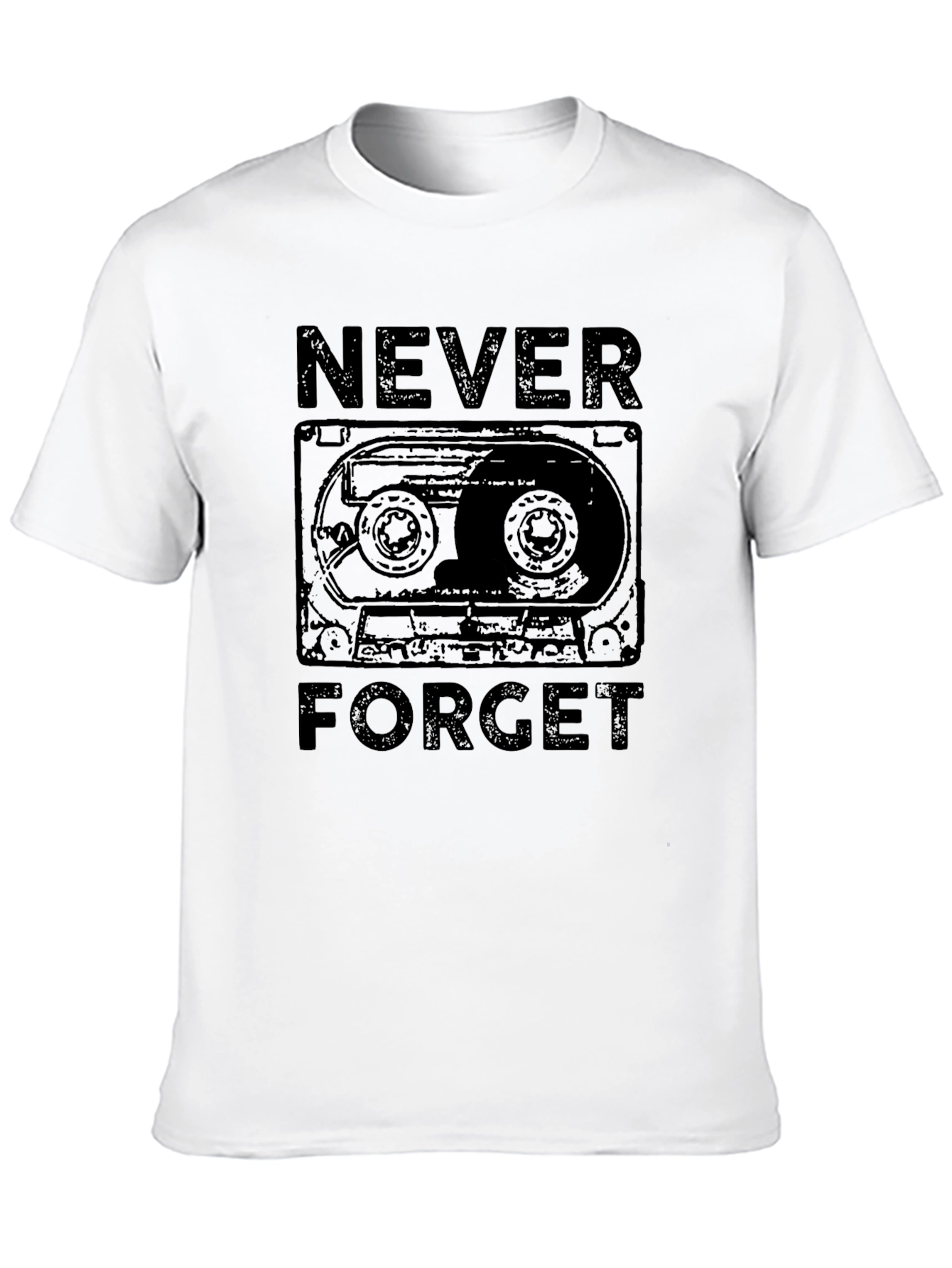 Retro Cassette Tape Never Forget Black T-Shirt