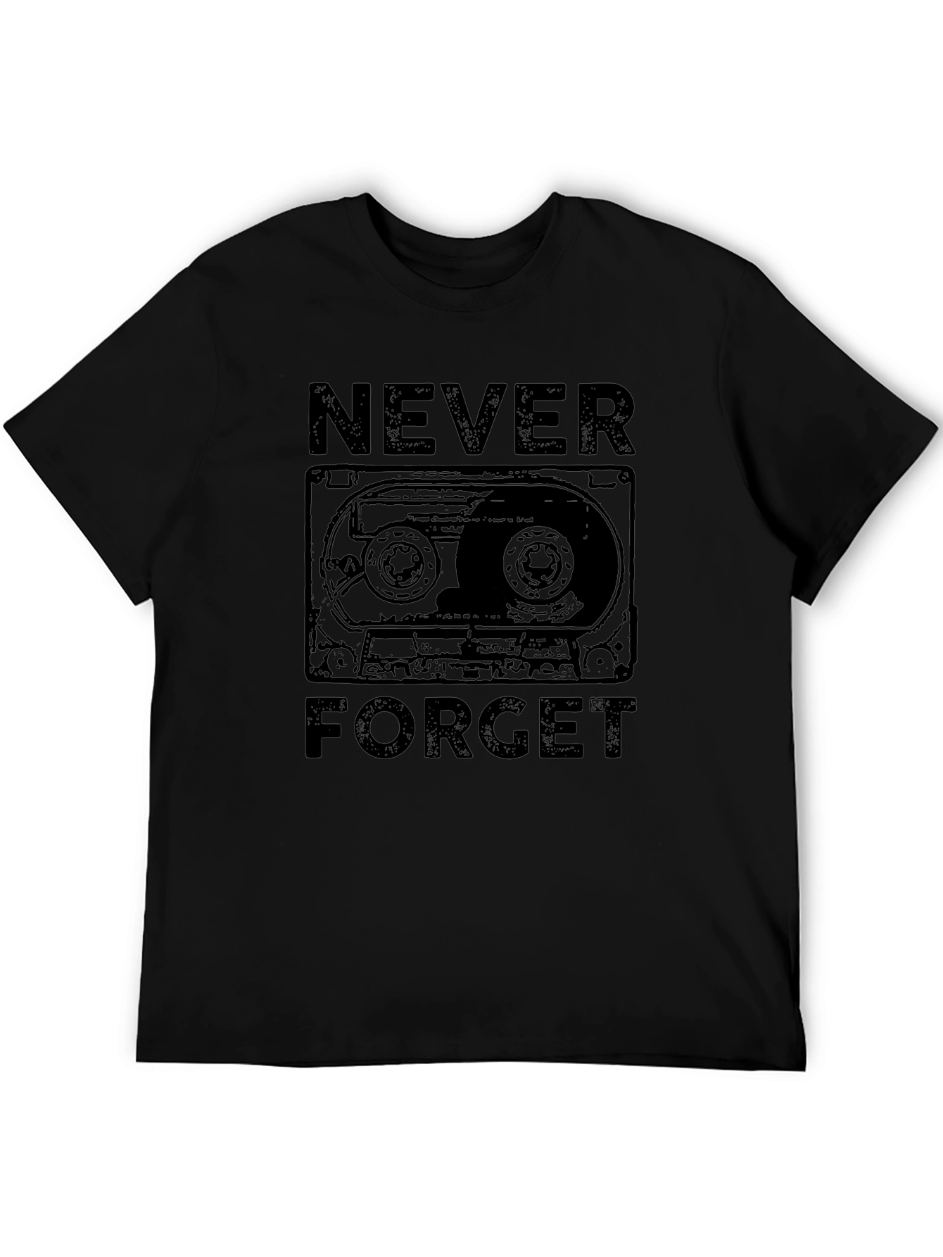 Retro Cassette Tape Never Forget Black T-Shirt