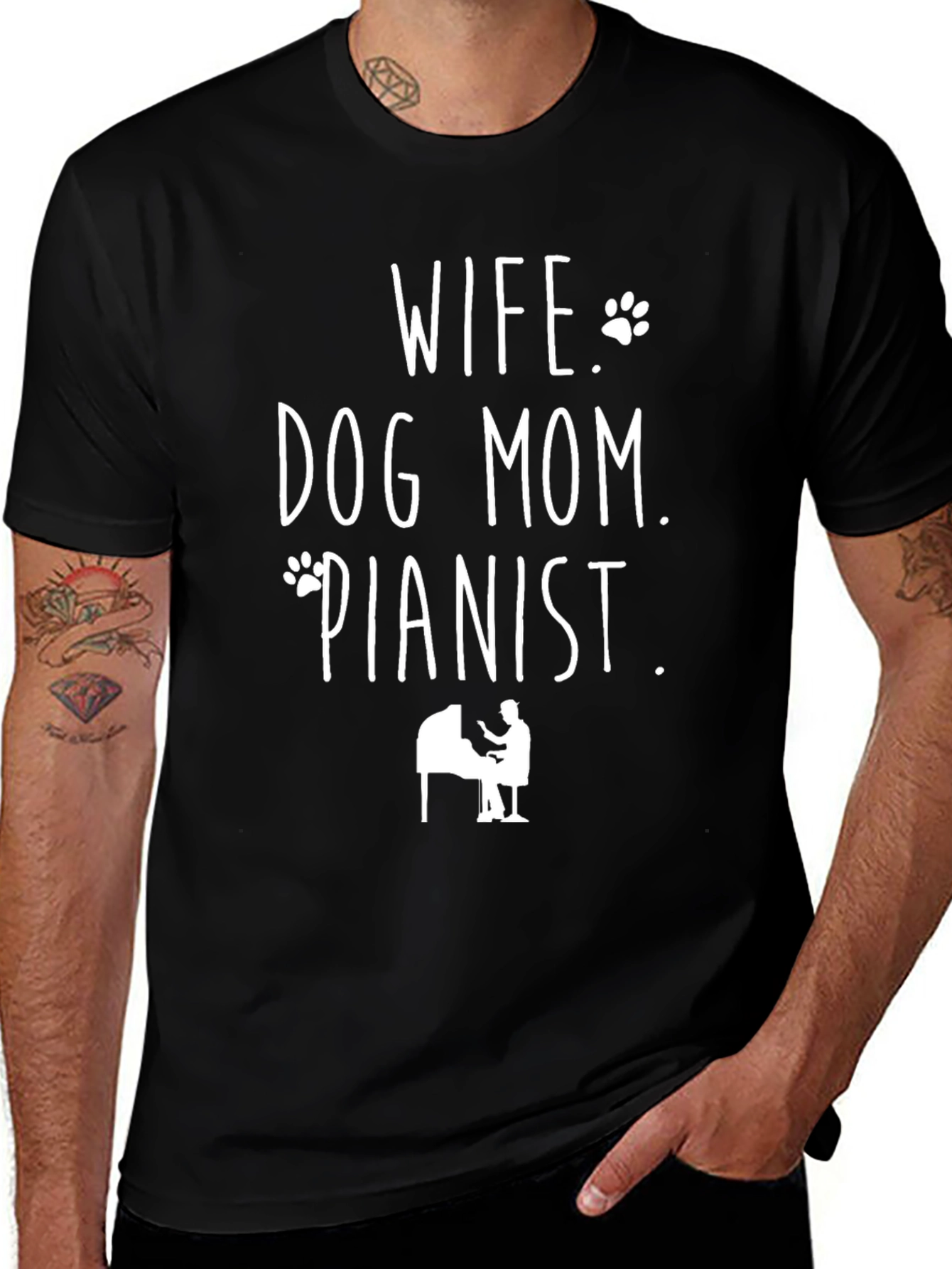 Wife Dog Mom Pianist Graphic Tee - Black
