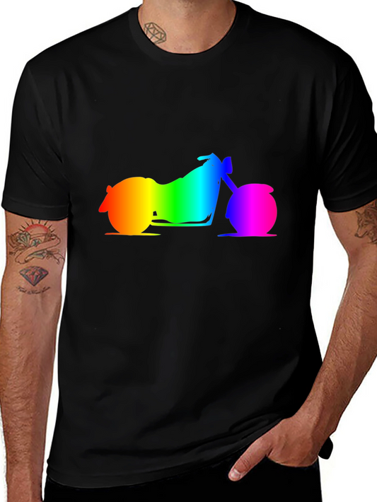Rainbow Motorcycle Graphic Tee - Black