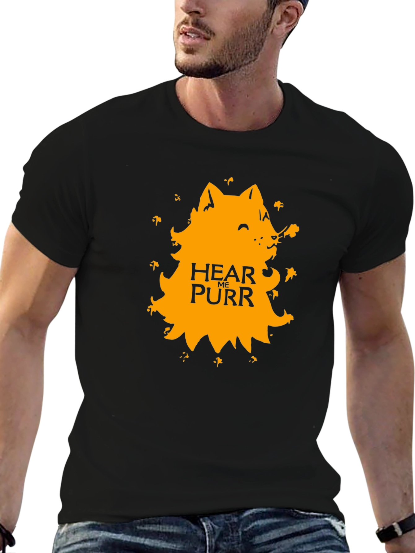 Hear Me Purr Black Graphic Tee