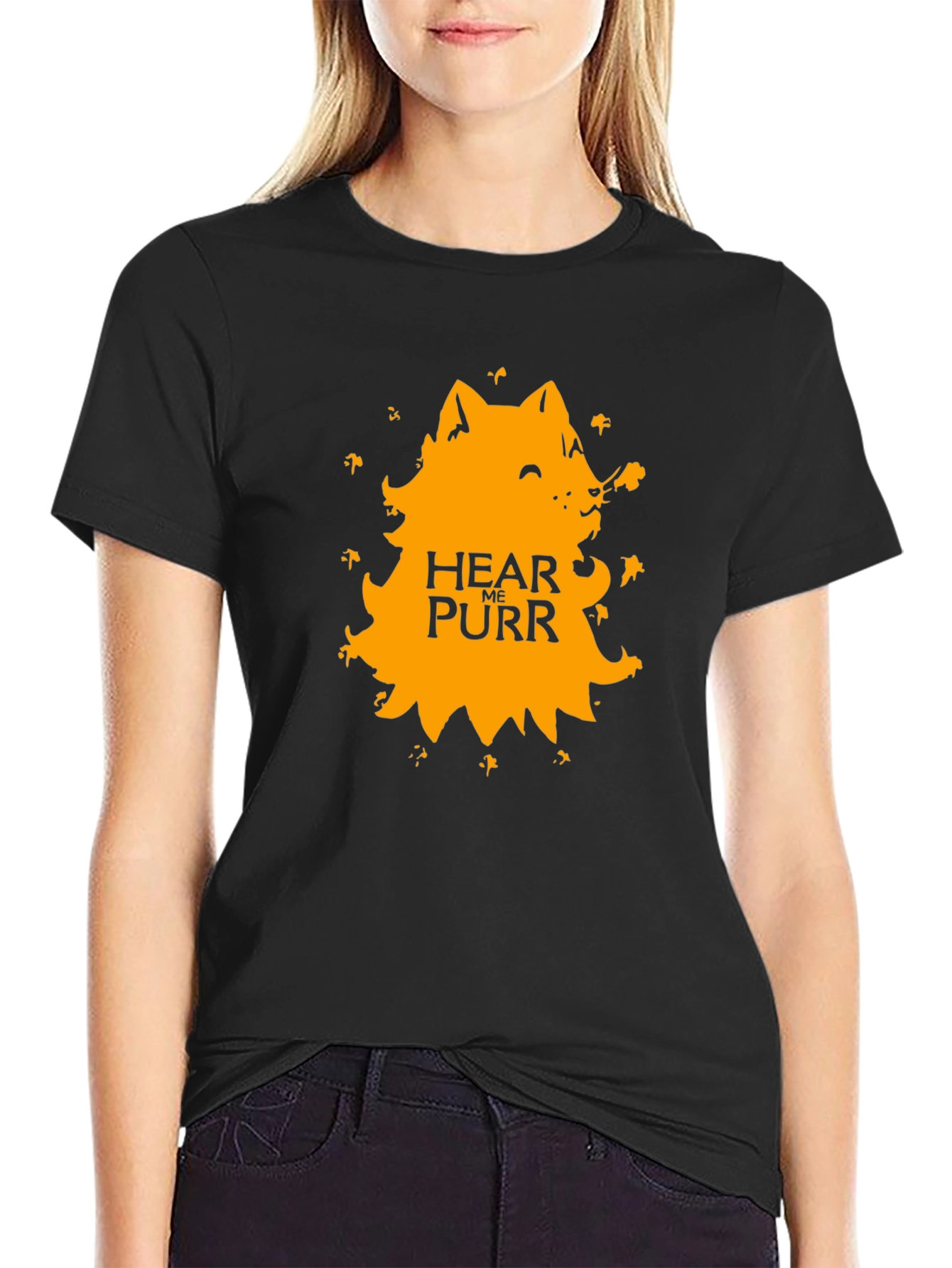 Hear Me Purr Black Graphic Tee