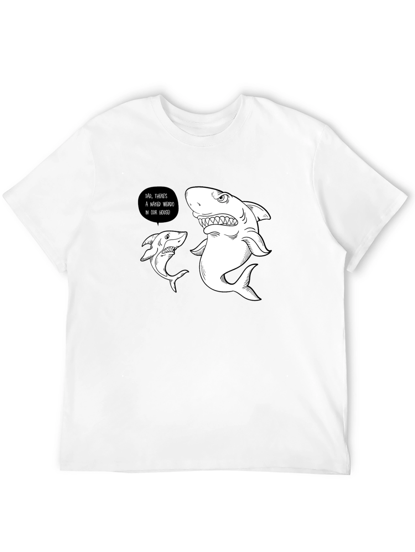 Funny Shark Graphic Print Black T-Shirt
