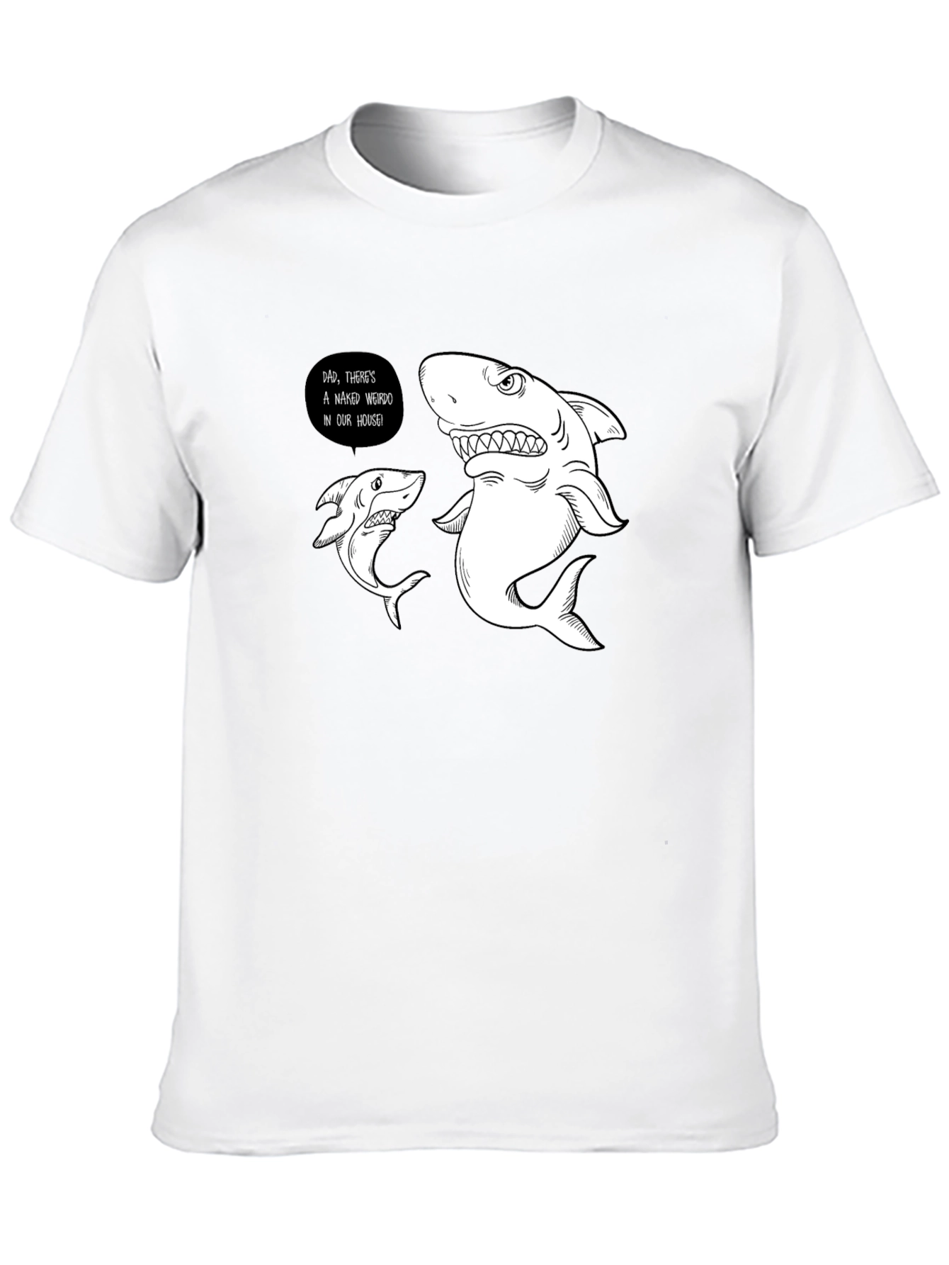 Funny Shark Graphic Print Black T-Shirt
