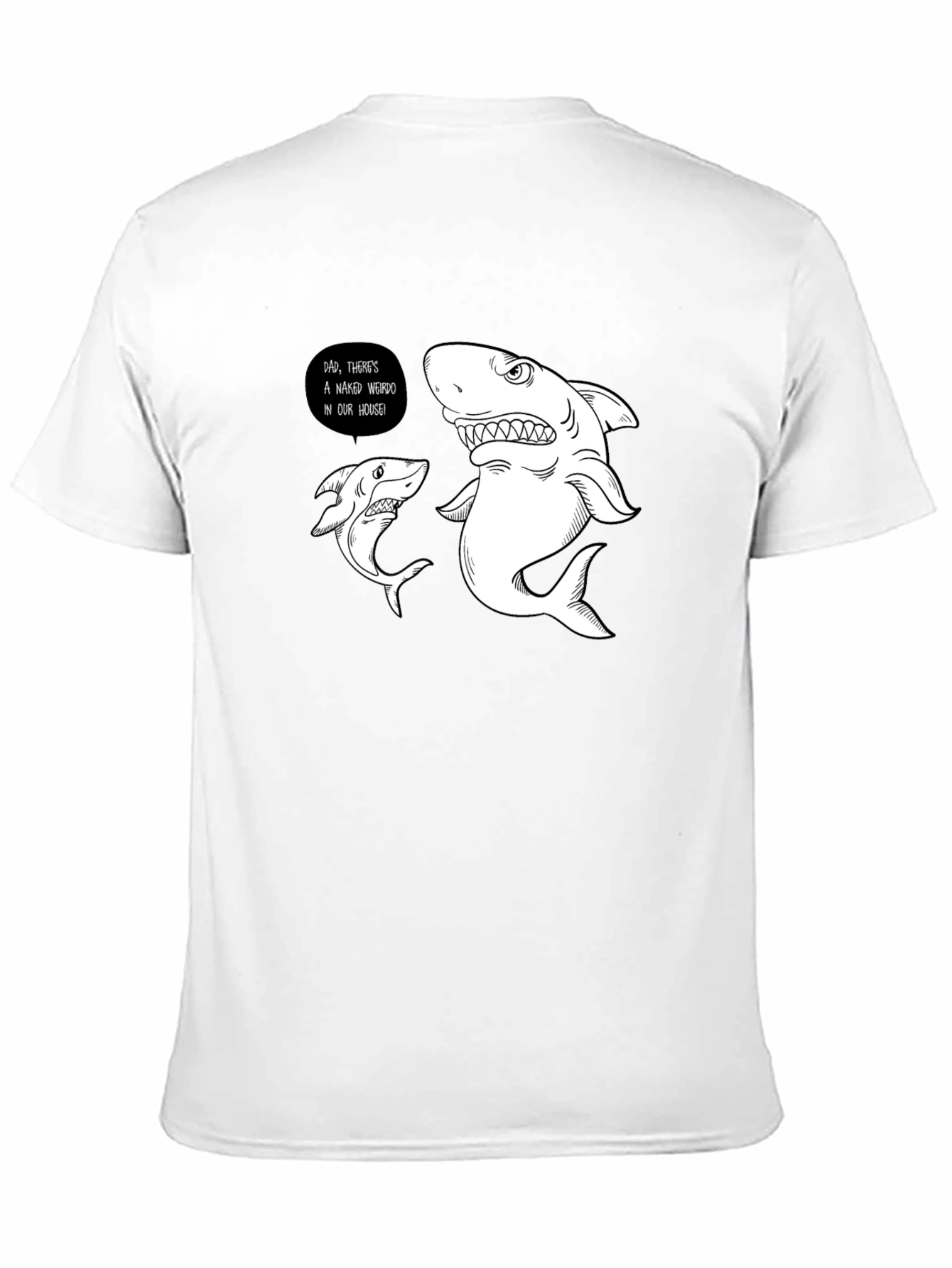 Funny Shark Graphic Print Black T-Shirt
