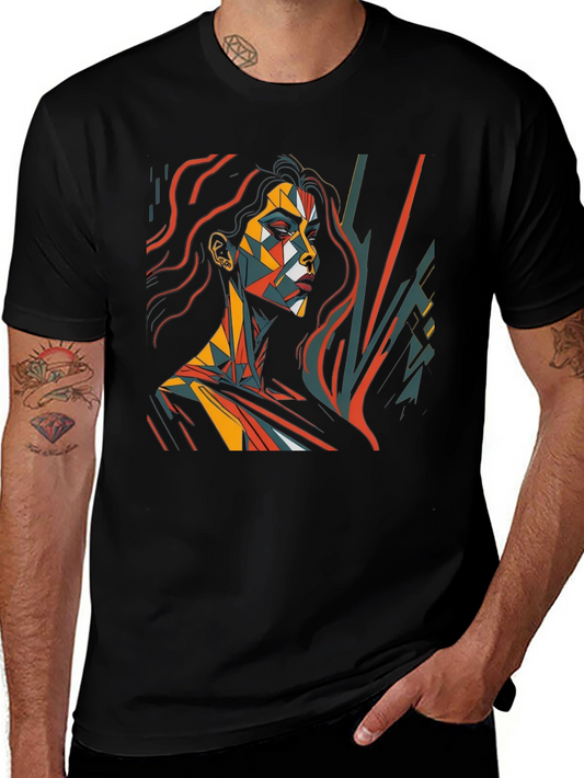 Geometric Art Womens Graphic Tee - Black