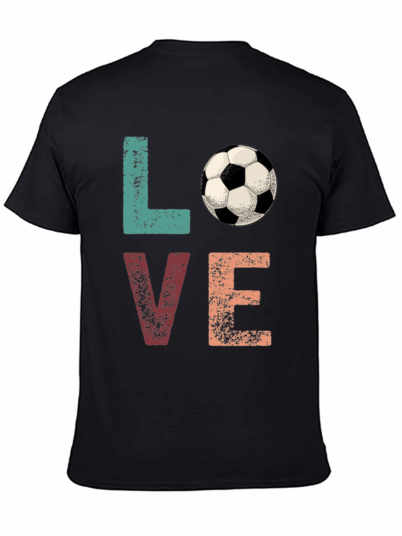 Love Soccer Graphic Tee - Black Cotton Shirt