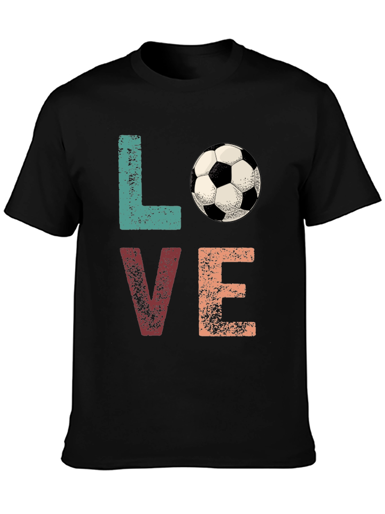 Love Soccer Graphic Tee - Black Cotton Shirt