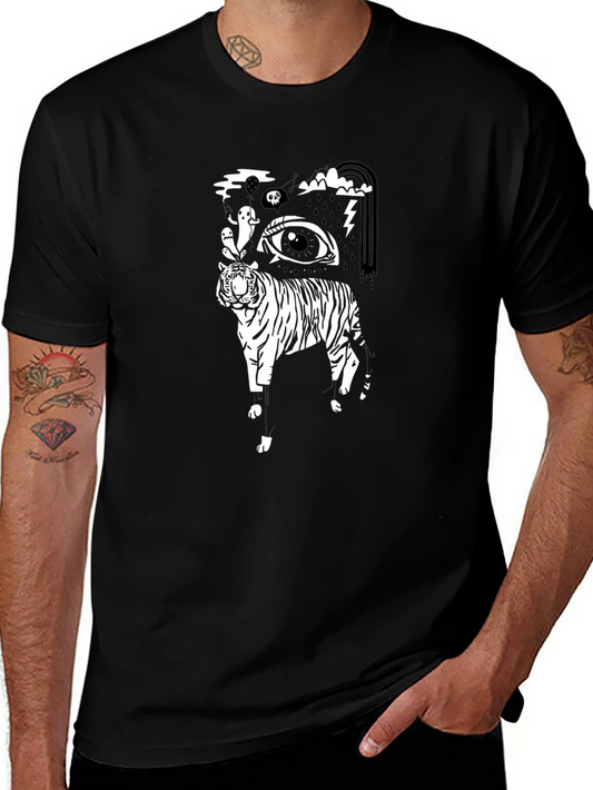 Black T-Shirt with Tiger Eye Graphic