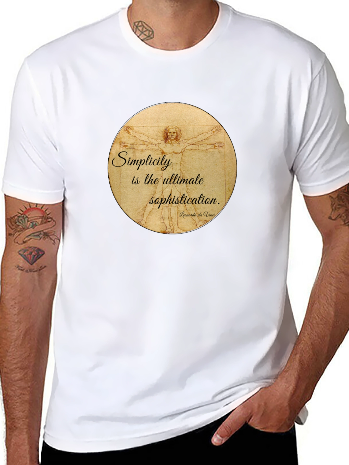 Vitruvian Man T-Shirt - Simplicity is Sophistication Art Tee